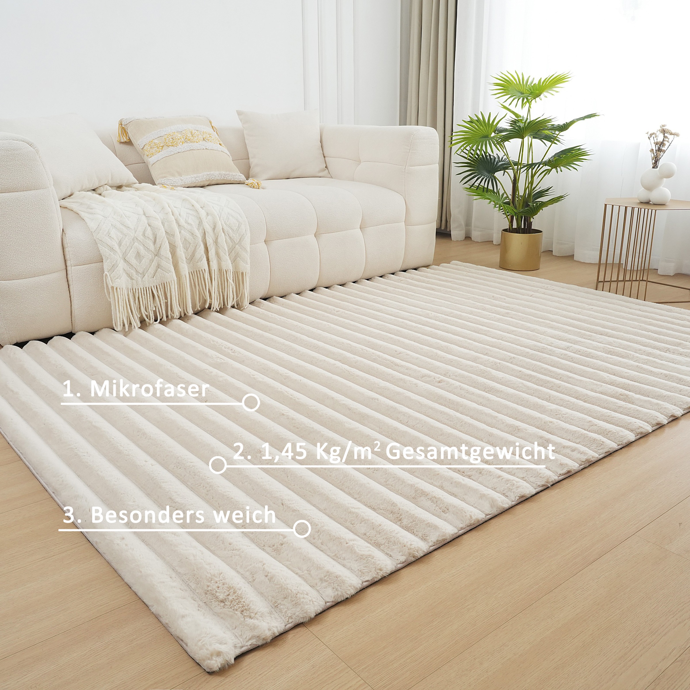my home Teppich »Melanie, Kunstfellteppich, besonders weich, Hoch-Tief-Effekt«, rechteckig, 28 mm Höhe, Kaninchenfell Optik, Wohnzimmer, Schlafzimmer, auch als Läufer