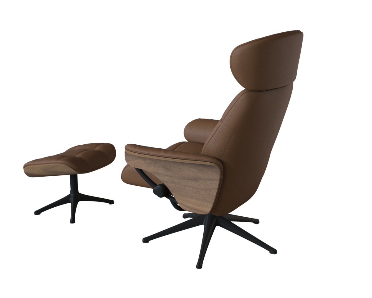 FLEXLUX Relaxsessel »Skagen Funktionsessel, Polstersessel, Armlehne, TV-Fernsehsessel«, Rücken- und Kopfteilverstellung, Fuß Schwarz, Armlehne Eiche, Drehbar