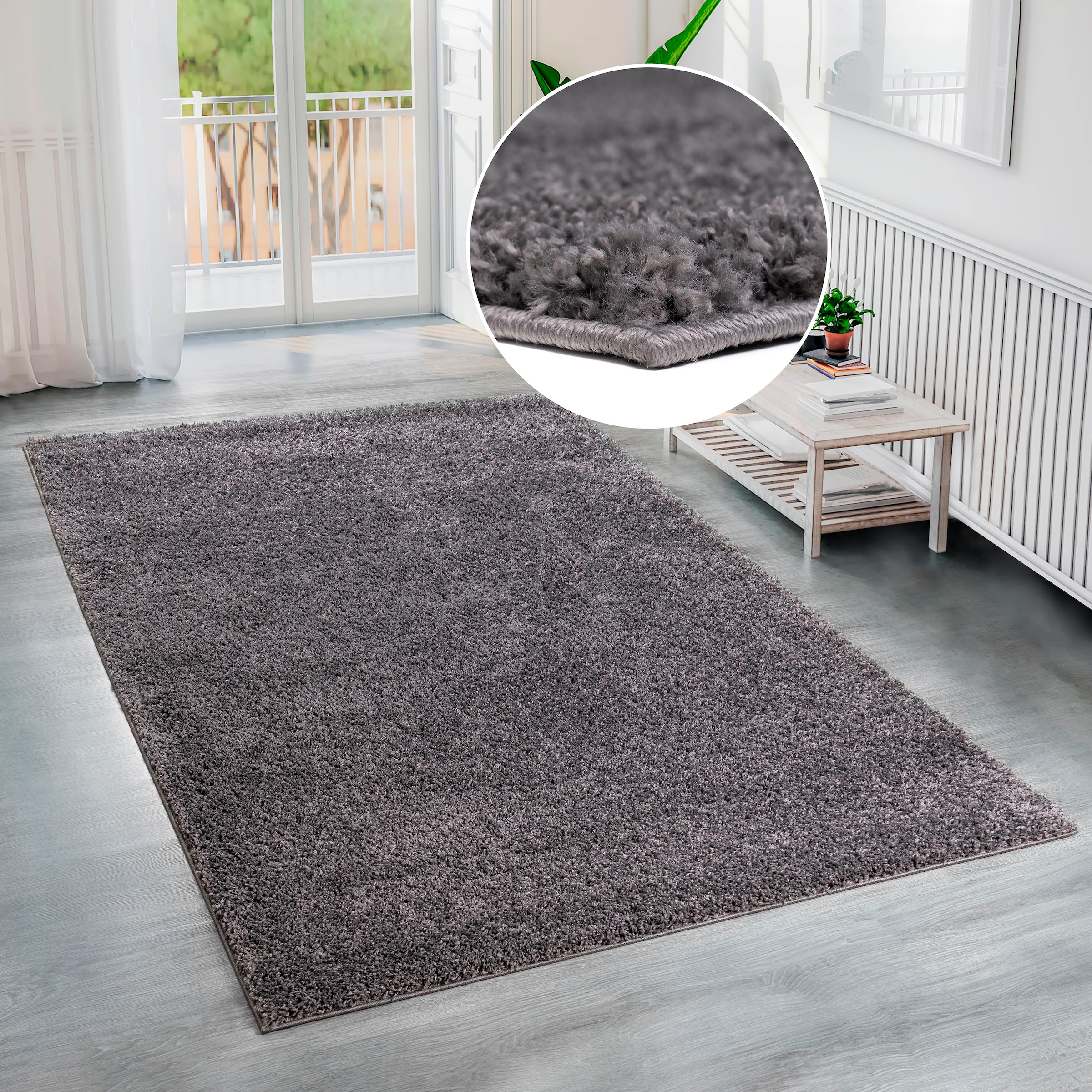 Hochflor-Teppich BRUNO BANANI "Shaggy Soft" Gr. 6, grau (stone), B:200cm H:30mm L:290cm, Kunstfaser, Teppiche, gewebt, Uni Farben, besonders weich und kuschelig, Kundenliebling