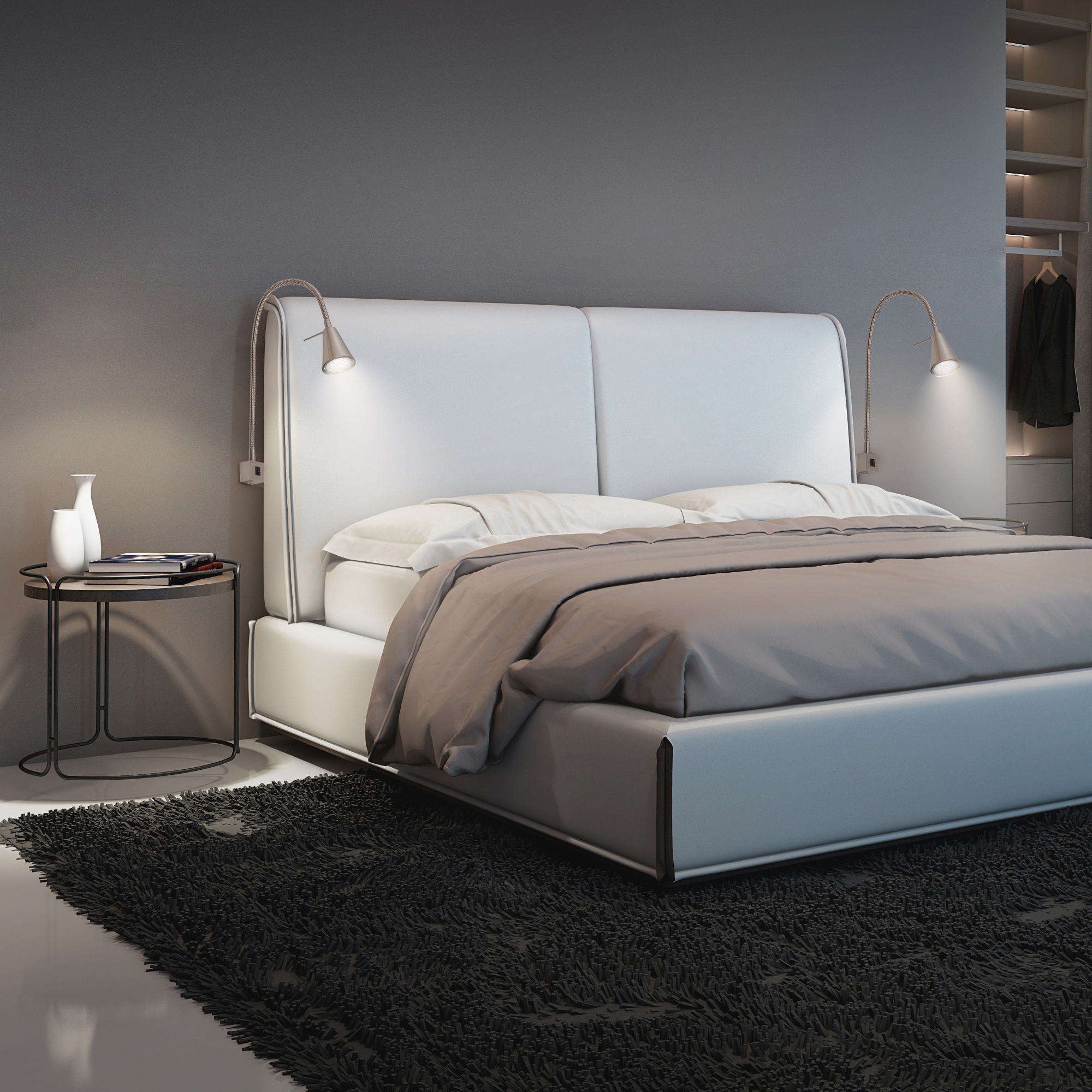 Briloner Leuchten LED Wandleuchte »2er Set LED Bettleuchte Schlafzimmer Wohnzimmer Matt-Nickel«, 2er Set LED Bettleuchte Schlafzimmer Wohnzimmer Matt-Nickel