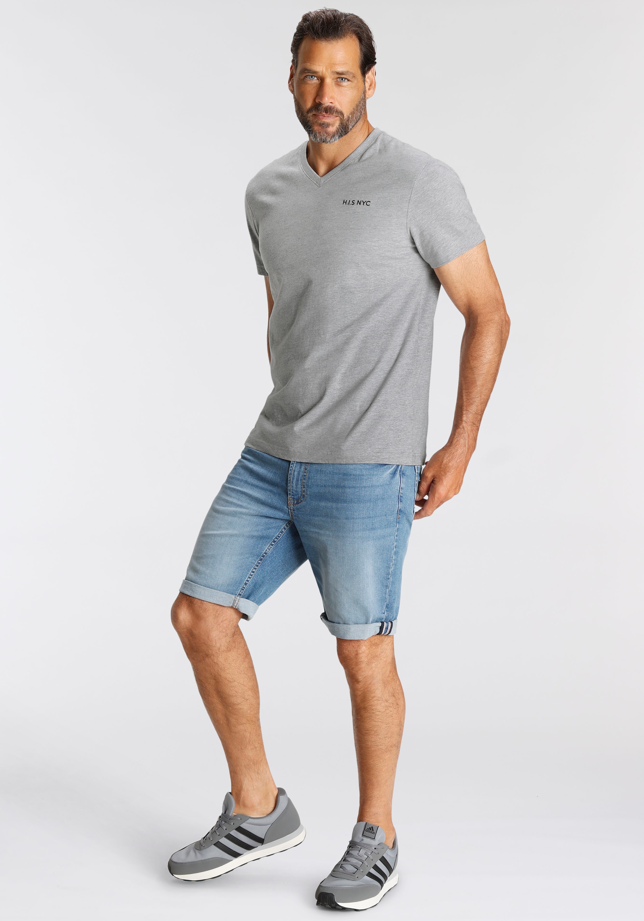 H.I.S V-Shirt, (3-er Pack), Kurzarm, Slim Fit, aus Baumwolle