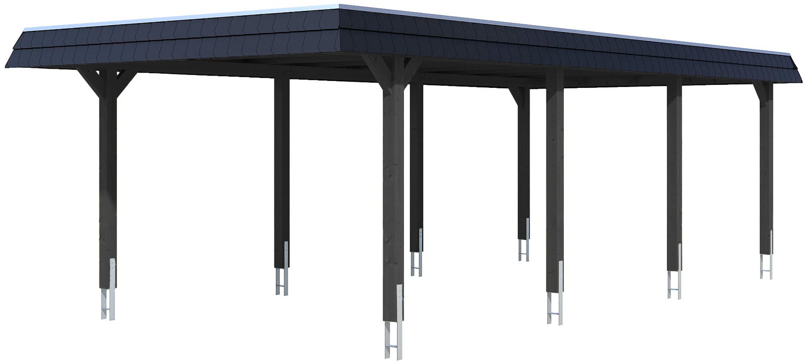 Skanholz Einzelcarport "Wendland" Massivholz 341 cm Anthrazit, schwarze Blende