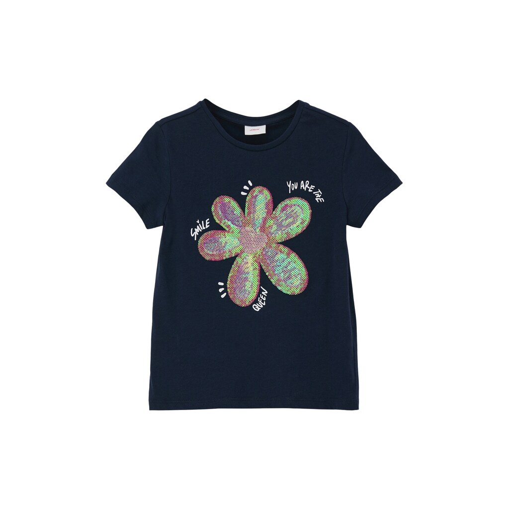 s.Oliver Junior T-Shirt, mit Glitzer-Pailletten - Artwork