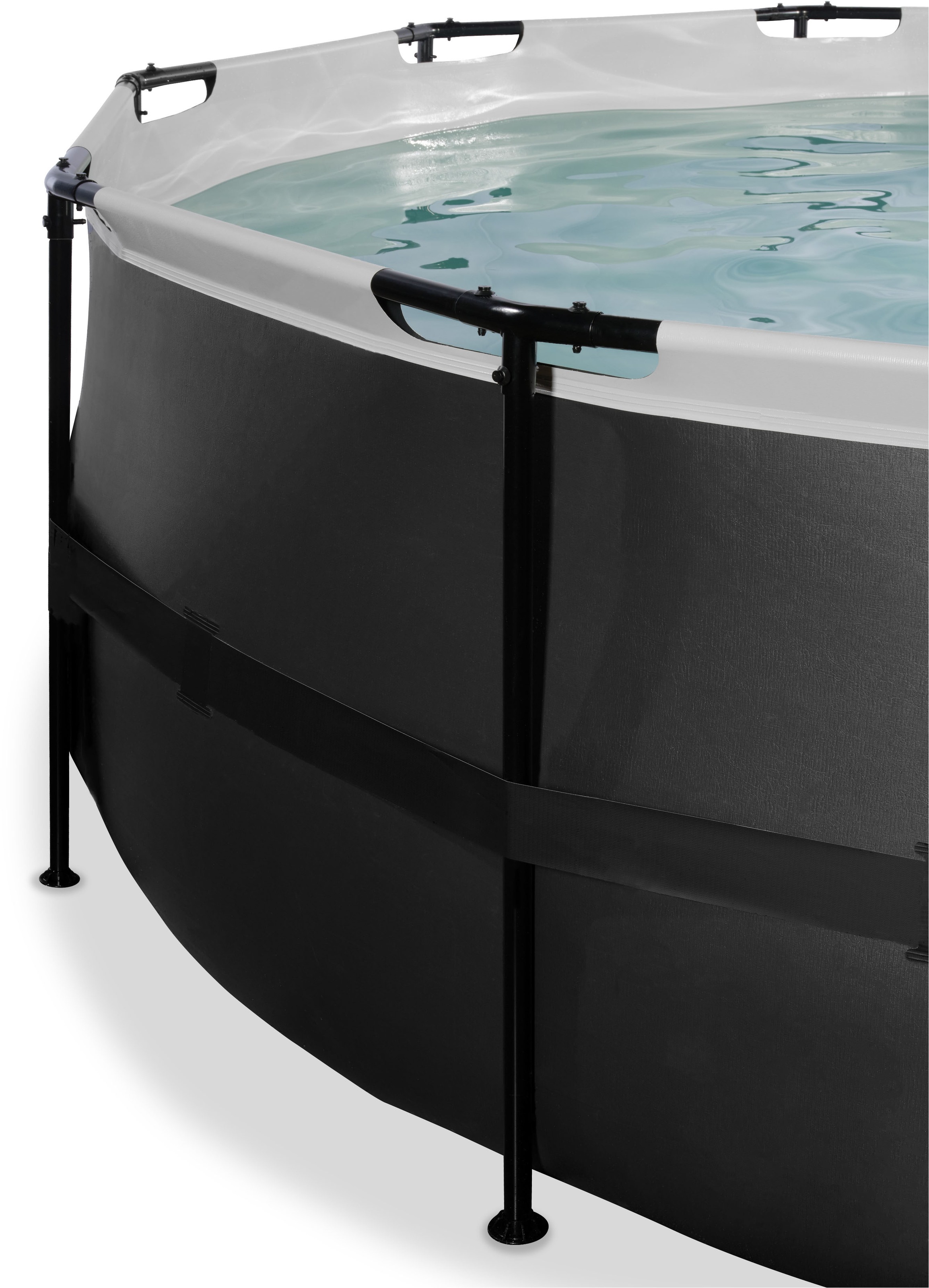 EXIT Framepool »»Black Leather Pool««, (Set), mit Sandfilterpumpe und Abdeckung und Zubehörset - schwarz