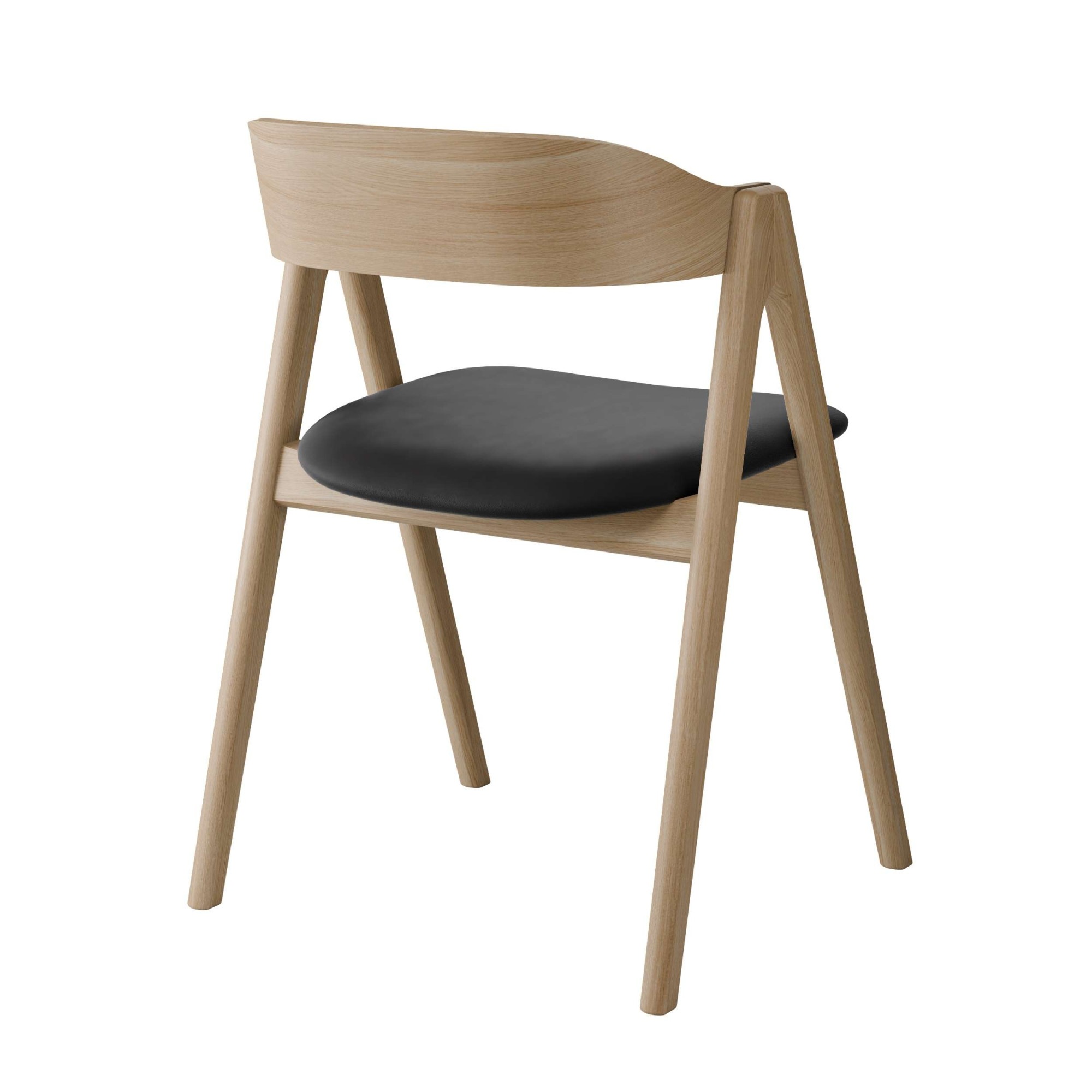 Stuhl HAMMEL FURNITURE "Mette by Hammel", , eiche weiß geölt, eiche weiß geölt, schwarz, B:52cm H:75cm T:54cm, Leder, Massivholz, Stühle, Stuhl, Massivholz, gepolsterte Sitz- & Rückenlehne, versch. Farbvarianten 2