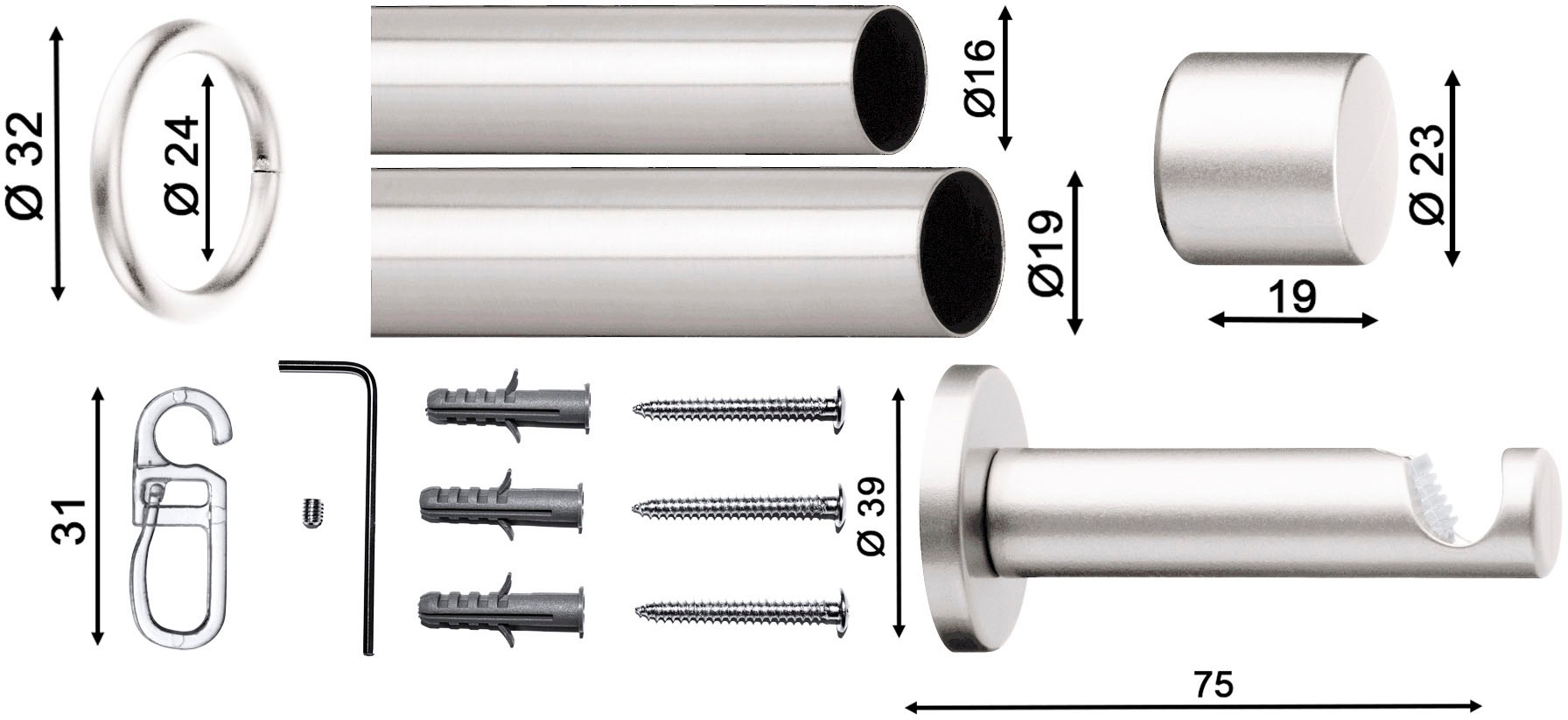indeko Gardinenstange "Andrax" Ø 20 mm 1 läufig-läufig ausziehbar stufenlos günstig online kaufen