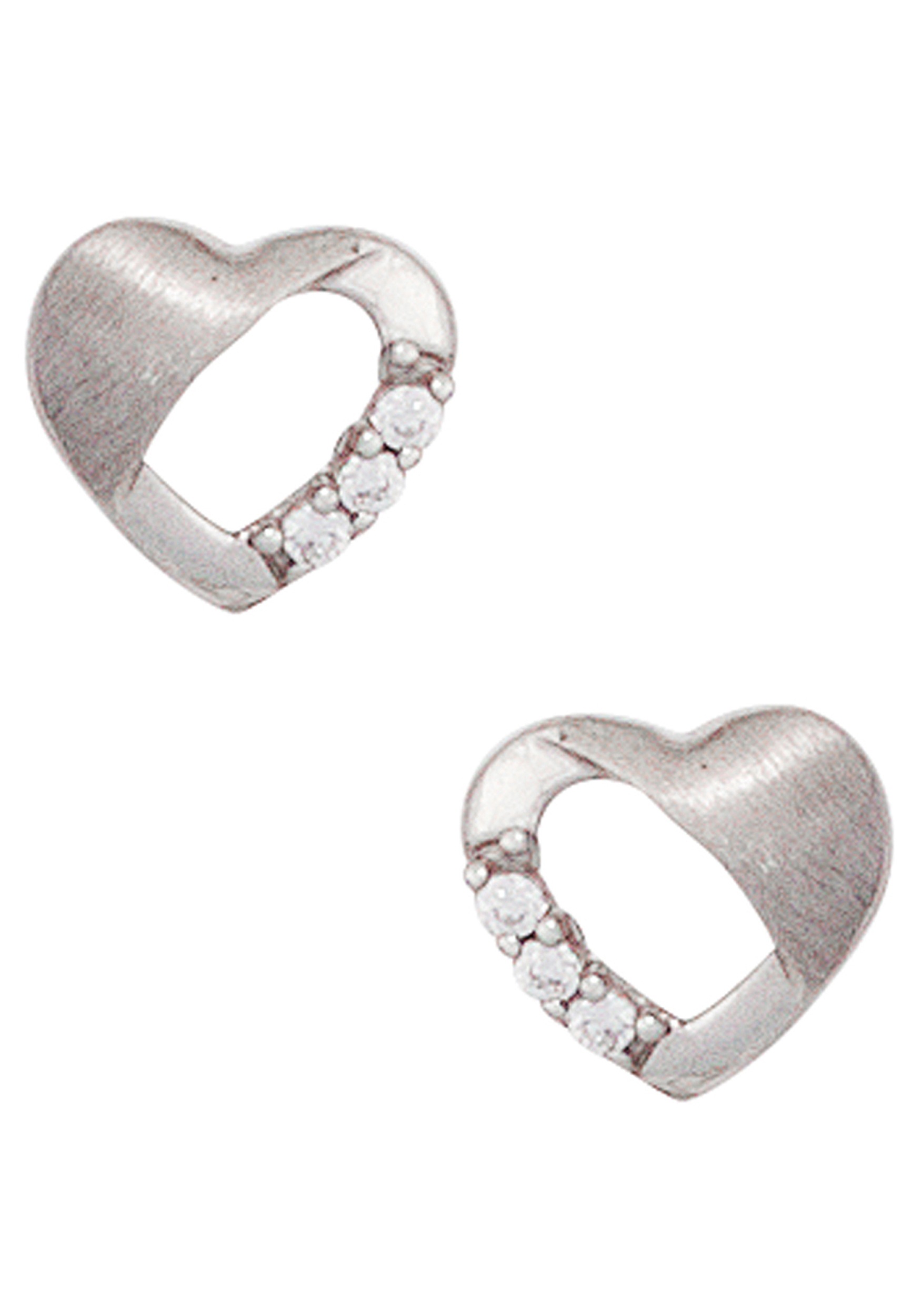 JOBO Paar Ohrstecker »Kleine Ohrringe Silberohrringe Herz 6 mm« 925 Silber mit 6 Zirkonia