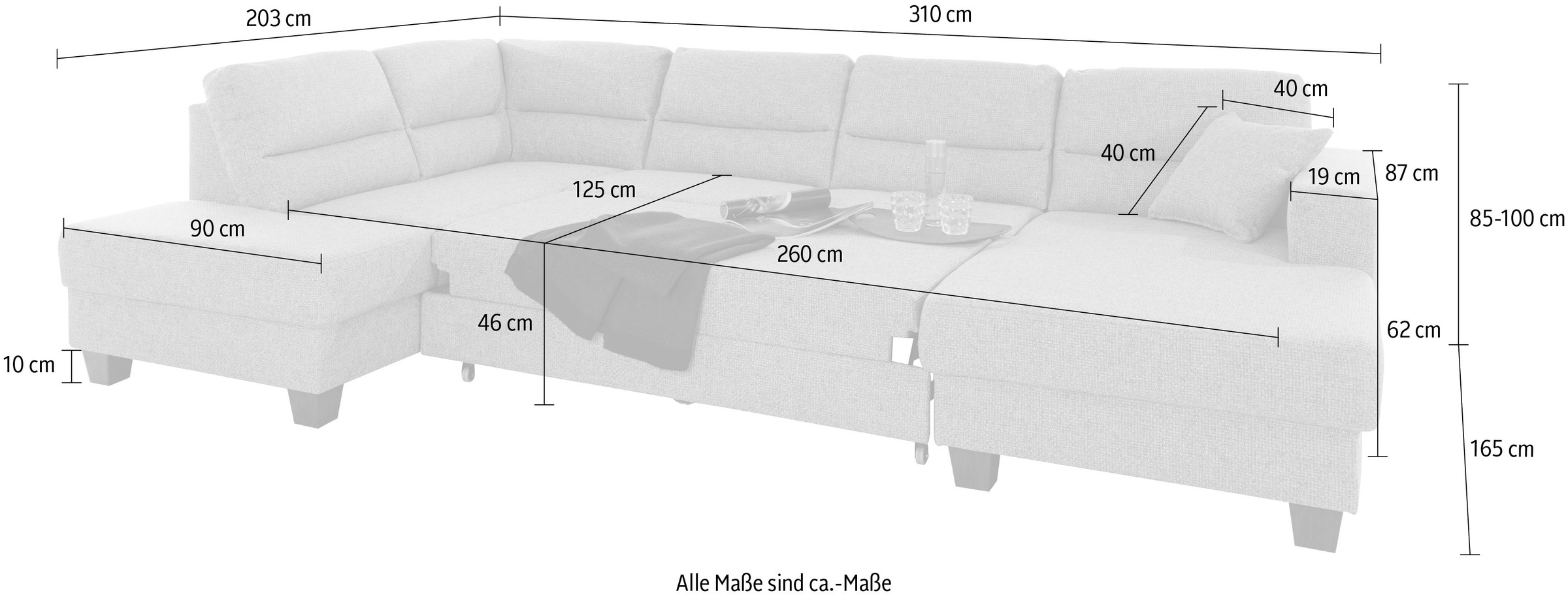 TRENDMANUFAKTUR Wohnlandschaft »Chamber, zeitlos und modern, bequem, hoher Sitzkomfort, U-Form«, wahlweise mit Schlaffunktion