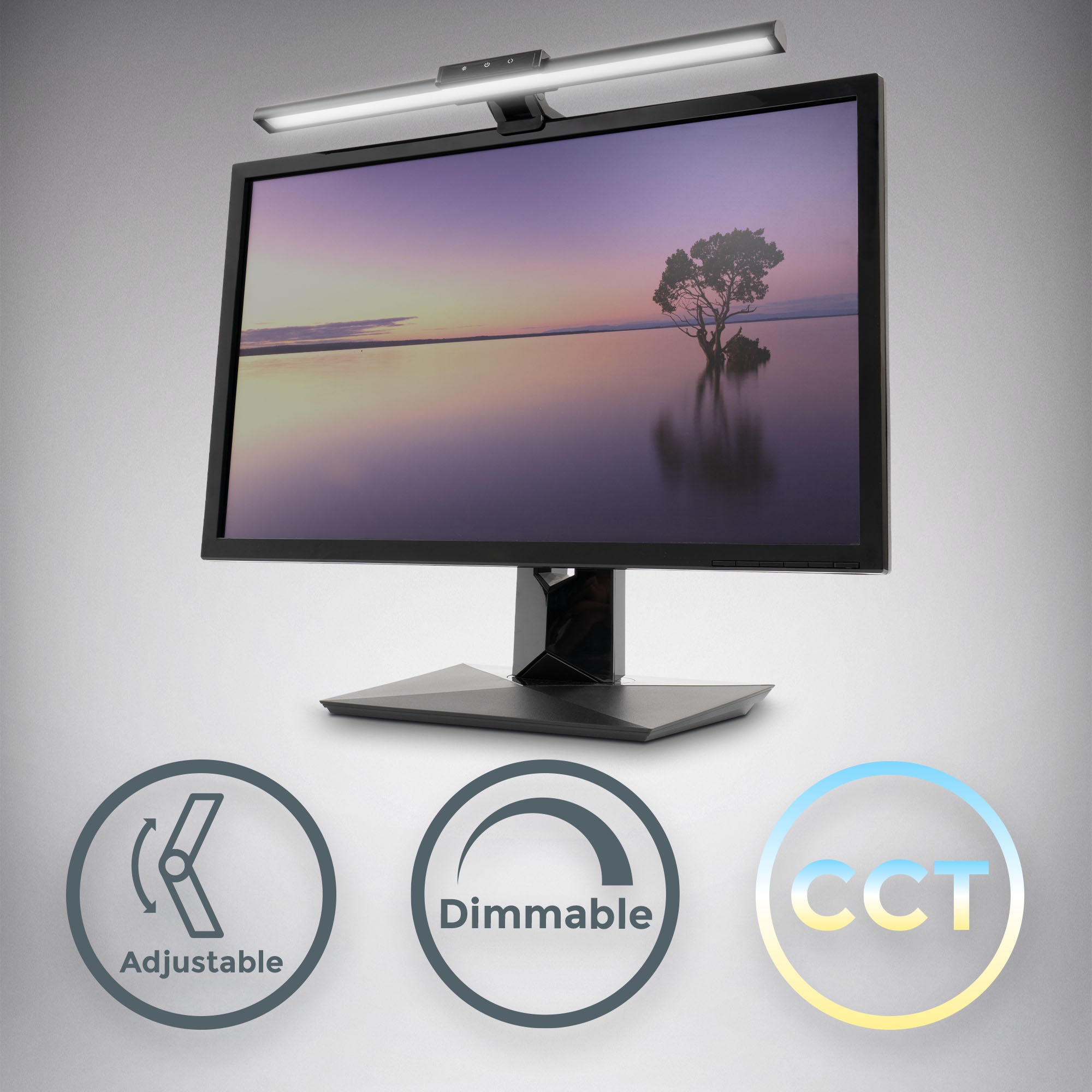 B.K.Licht LED Arbeitsleuchte »CCT LED Monitorleuchte, schwarz, LED/5W, USB«, 1 flammig, Monitorleuchte 44,7cm Schwarz 5W Gaming PC Büro Office Gadget