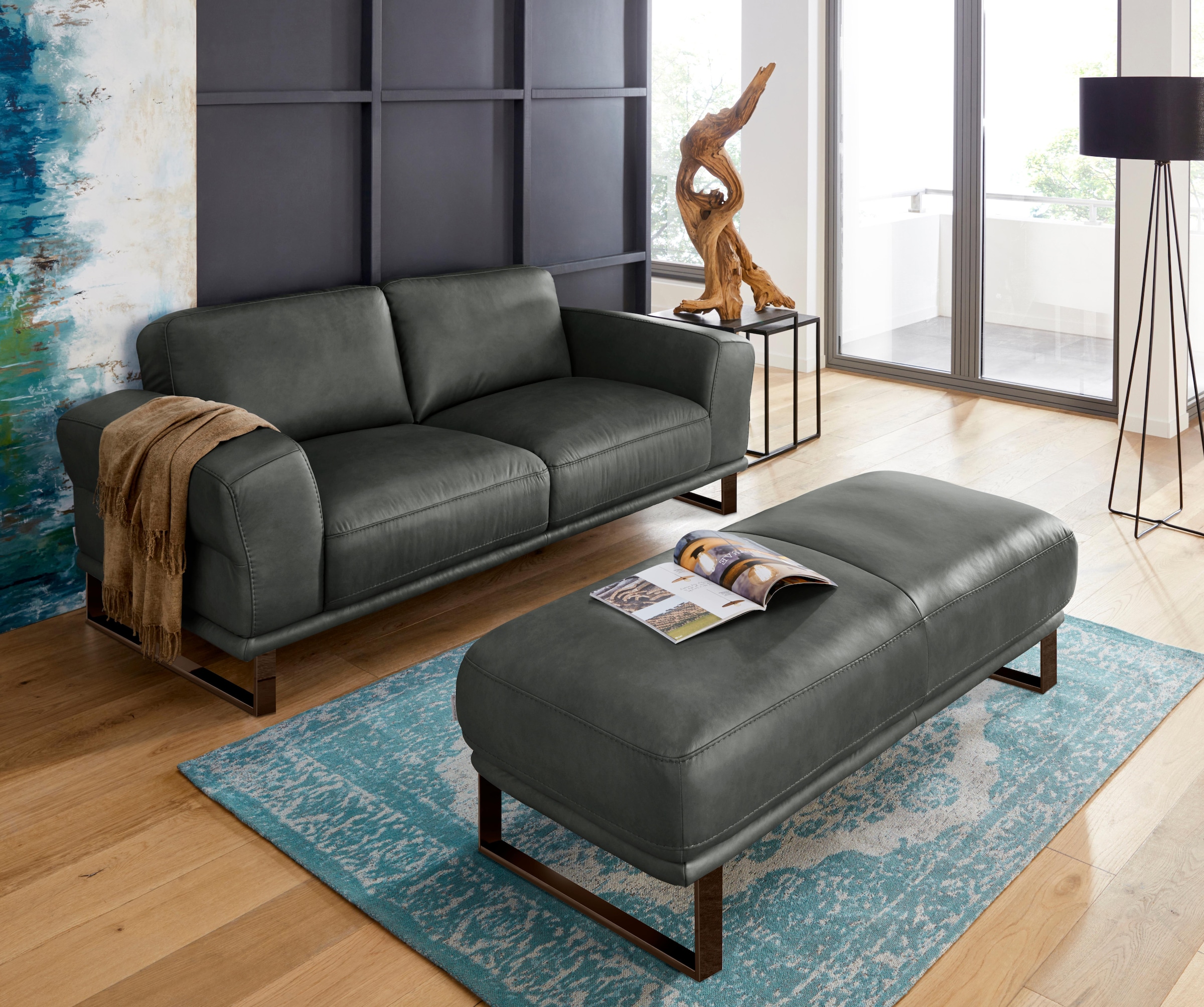 W.SCHILLIG Hocker »montanaa«, mit Metallkufen in Bronze pulverbeschichtet, Breite 141 cm