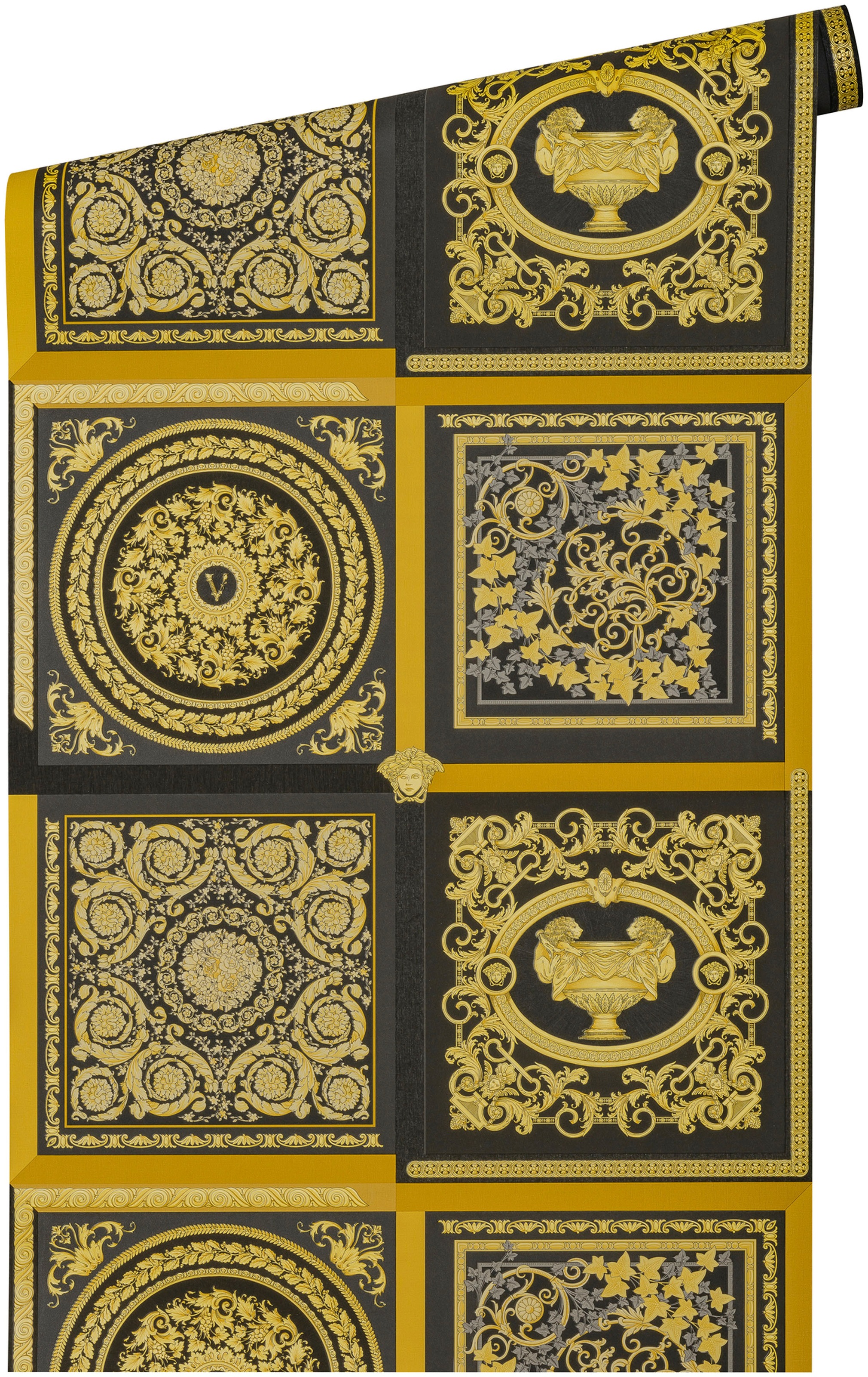 Versace Vliestapete »Wallpaper Versace 5 Design Patchwork«, leicht glänzend-gemustert-abstrakt, auffallende Fliesen-Tapete Tapeten Wohnzimmer Schlafzimmer Küche Optik