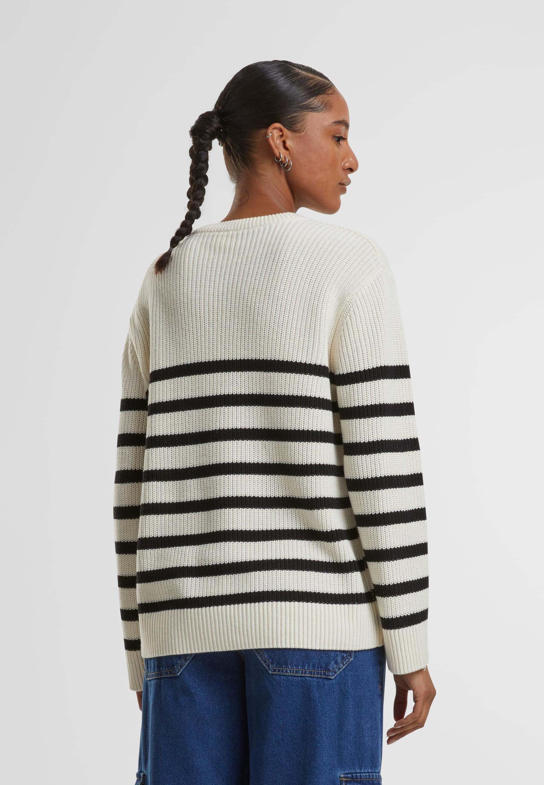 URBAN CLASSICS Rundhalspullover »Urban Classics Damen Ladies Rib Striped Sweater«, (1 tlg.)