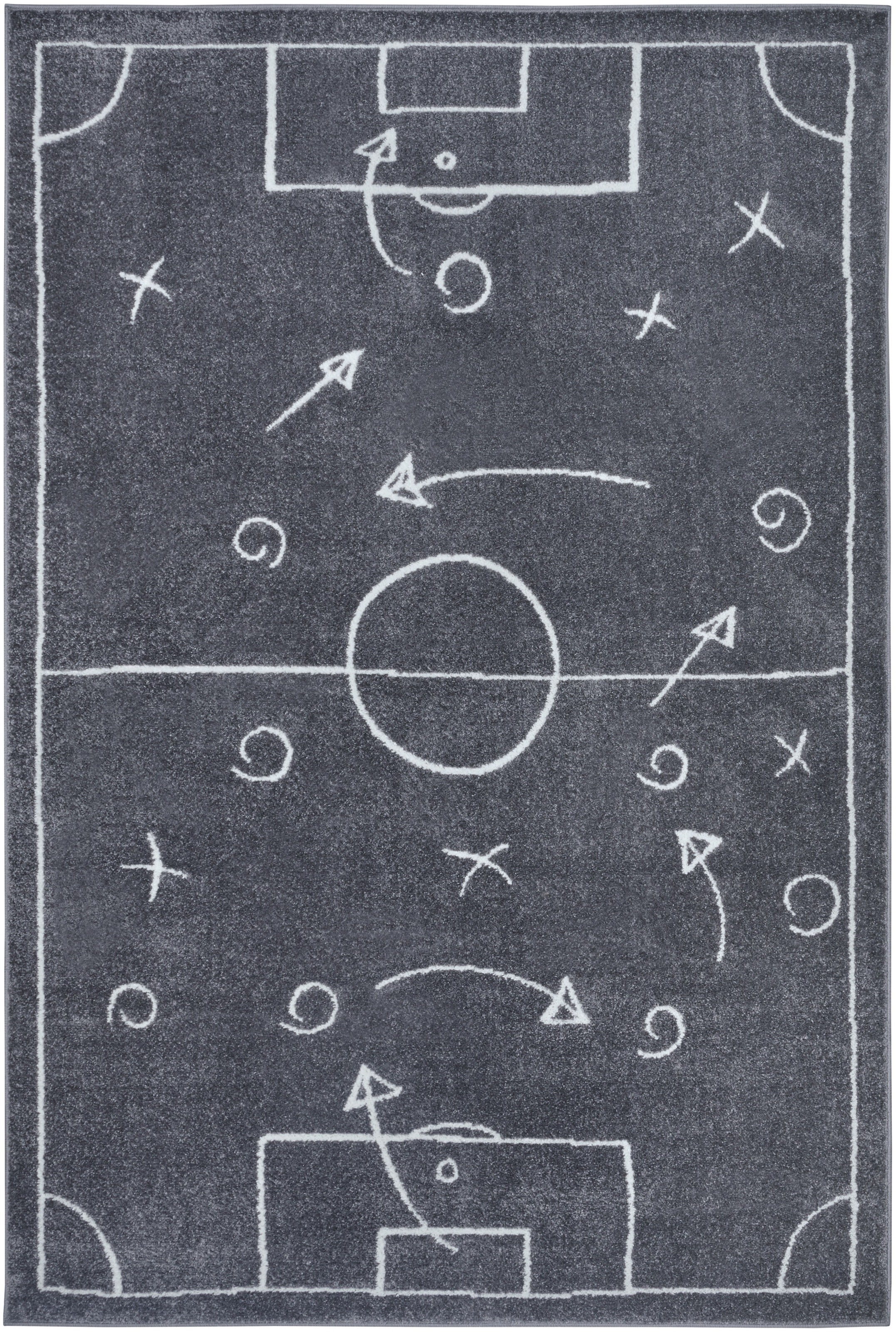 THE RUGS Adventures Game Plan Rug & Runner Kids Polypropylene Short Pile Rug in Dark Grey | Size: 120cm x 170cm