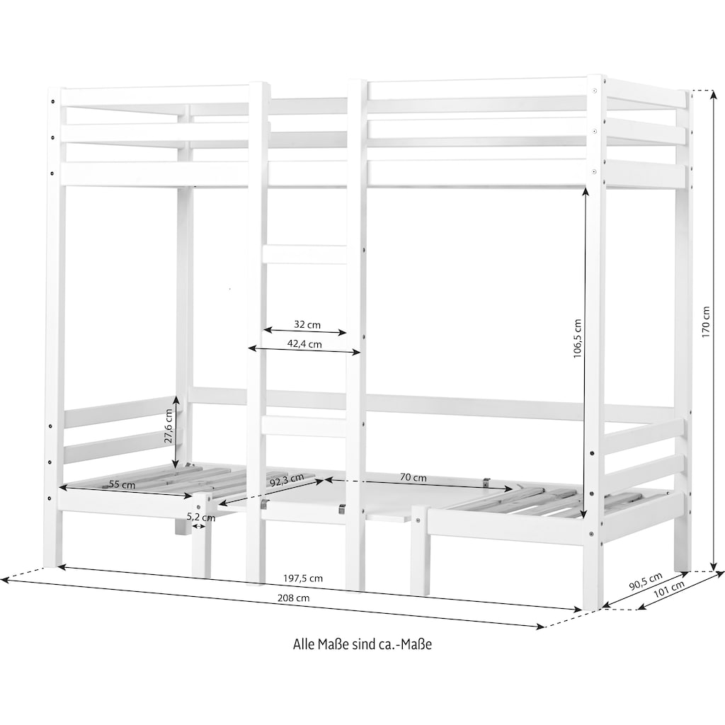 Hoppekids Hochbett »ECO Dream JUMBO«, mit Sitzgruppe, Matratzen & Kissen-Set