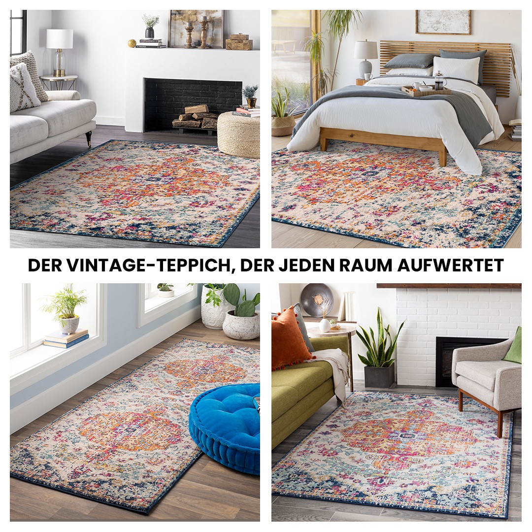 Livabliss Teppich »MUNICH«, rechteckig, 11 mm Höhe, Vintage Orientteppich, Kurzflor Boho Wohnzimmerteppich, Läufer