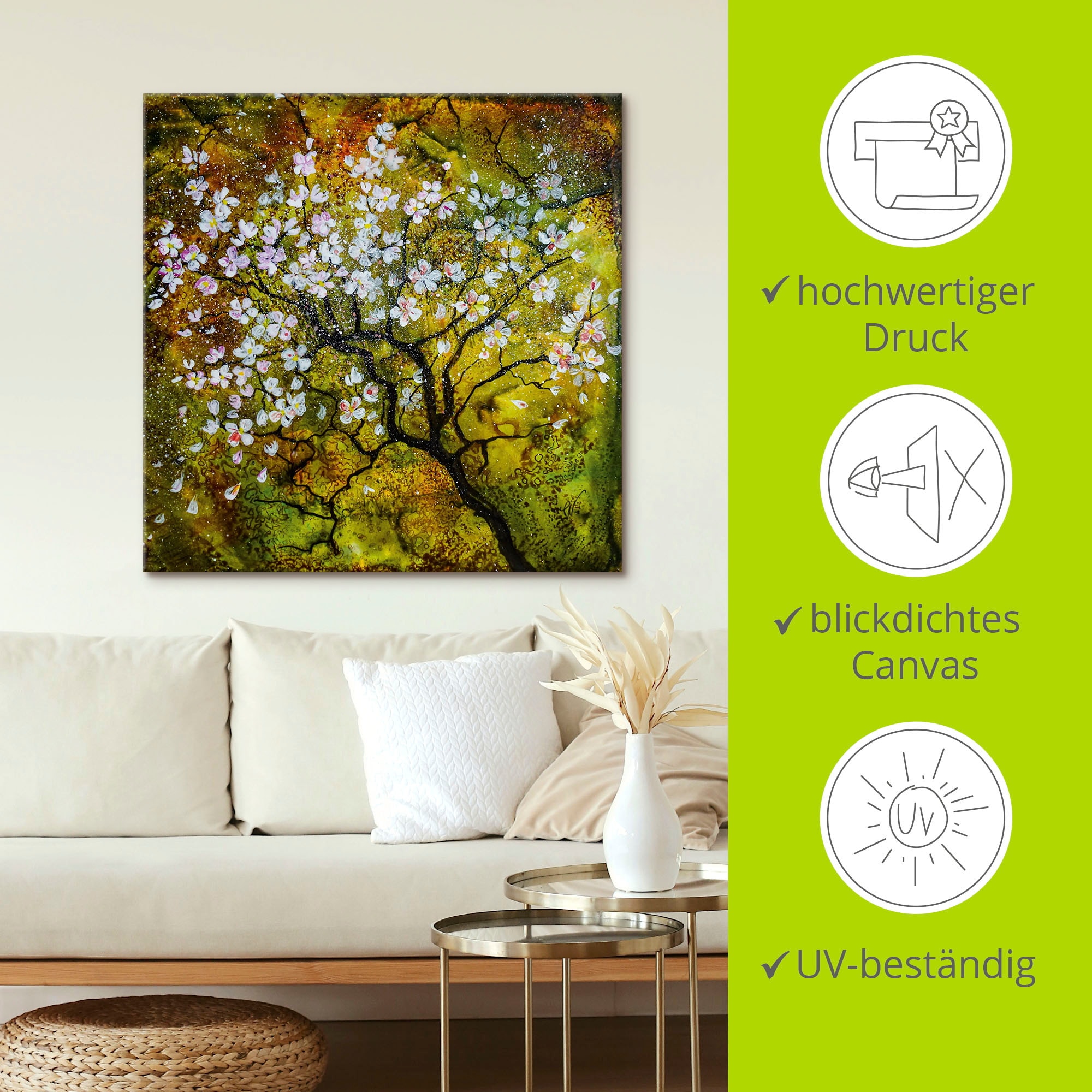 Artland Wandbild »Kirschblüte«, Baumbilder, (1 St.), als Alubild, Outdoorbild, Leinwandbild, Wandaufkleber, versch. Größen