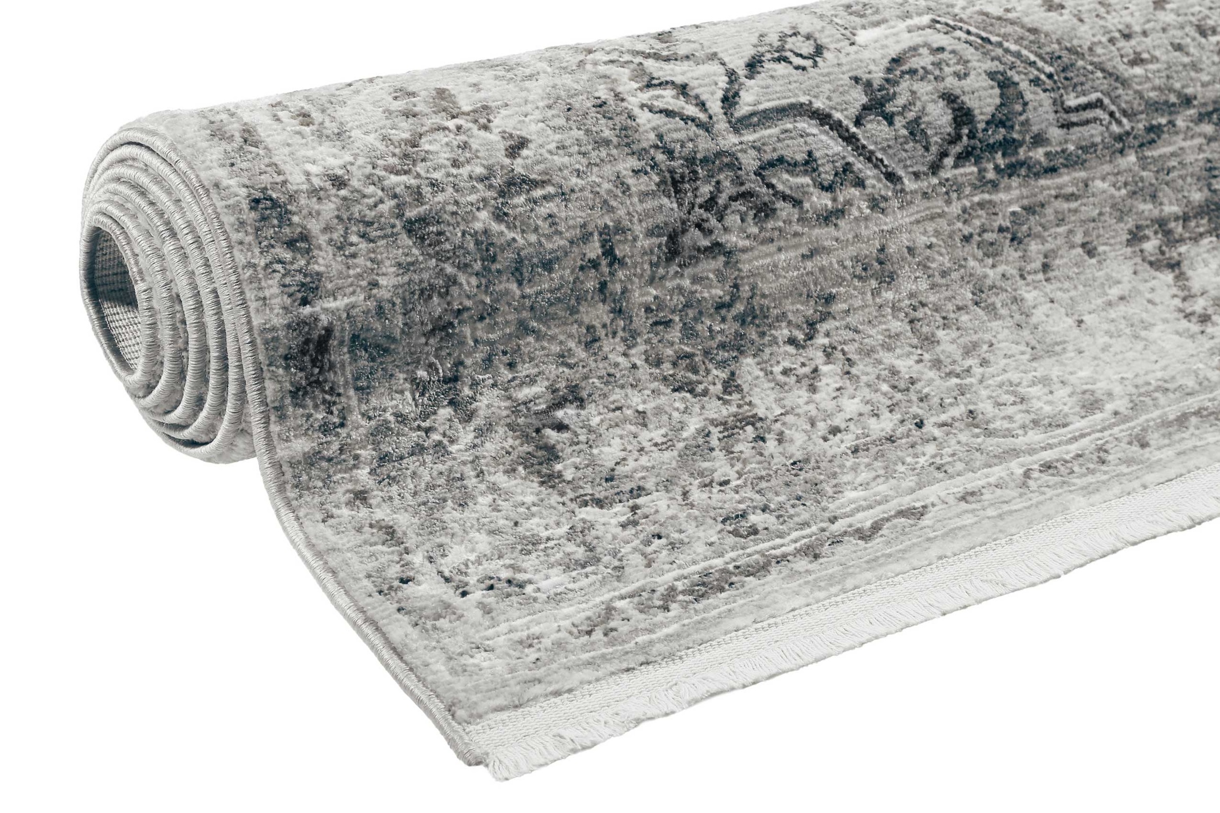 Teppich WECON HOME "SoHo Touch", grau (grau, blau), B:120cm H:7mm L:170cm, Kunstfaser, Teppiche, Teppich, Hoch-Tief-Struktur, Wohnzimmer 3
