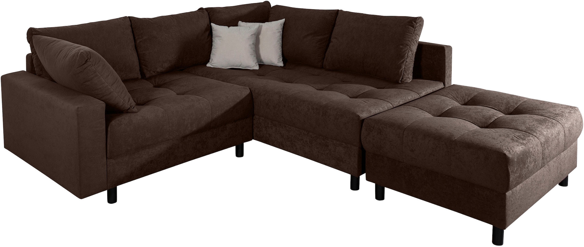 Home affaire Ecksofa »Toni L-Form, B: 215 cm«, mit Hocker & 2 Zierkissen, Federkern