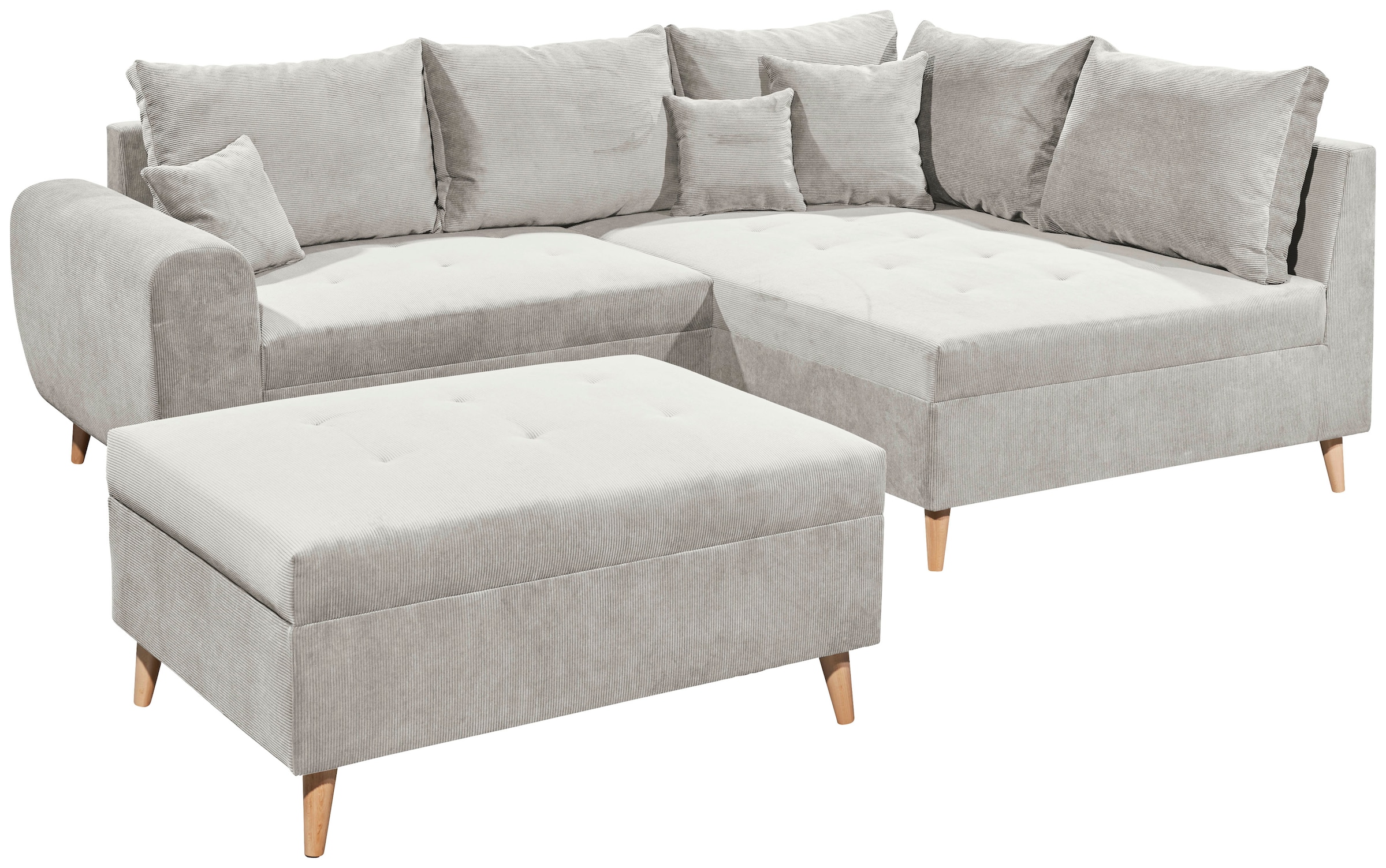 ED EXCITING DESIGN Ecksofa »Calanda L-Form«, mit Hocker, frei im Raum stellbar, Rücken- und Zierkissen