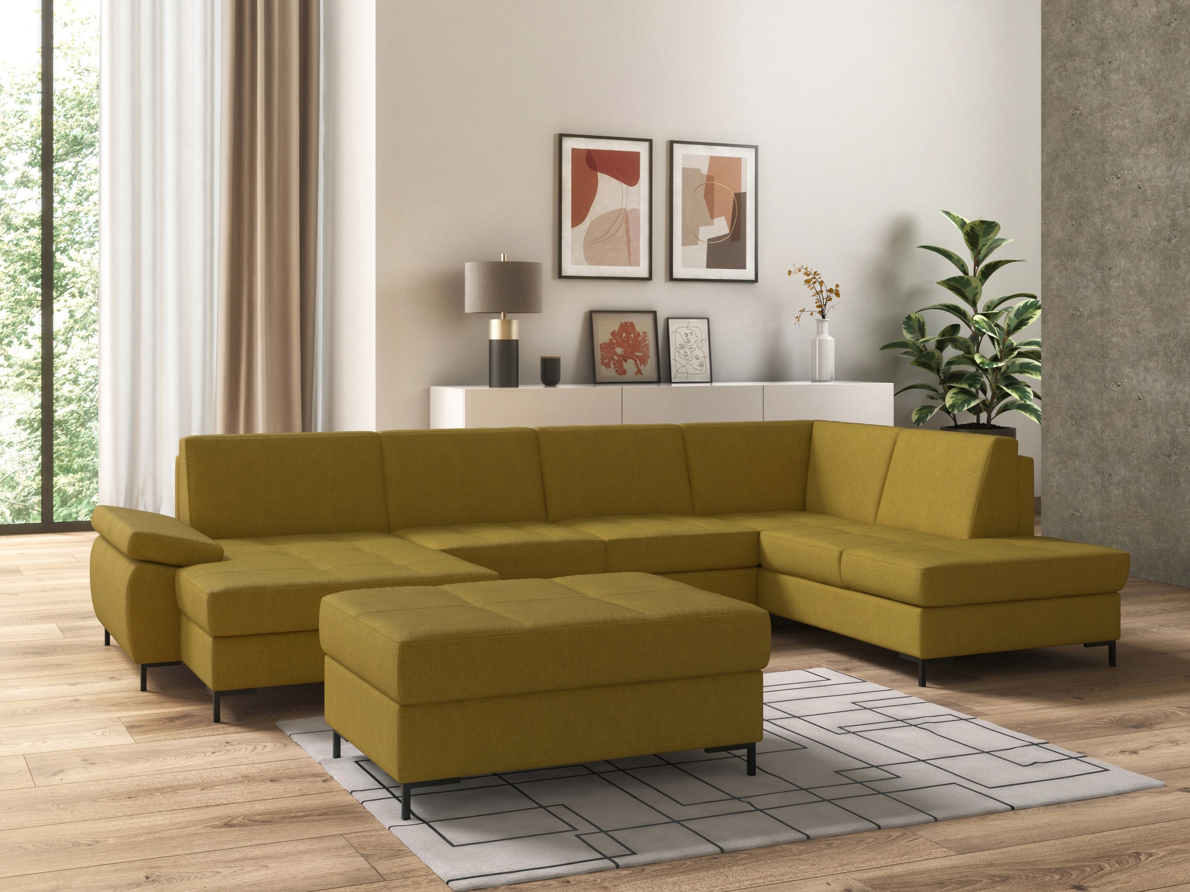 DOMO collection Wohnlandschaft »Capelo U-Form«, mit Armteilverstellung, wahlweise mit Bettfunktion, Federkern