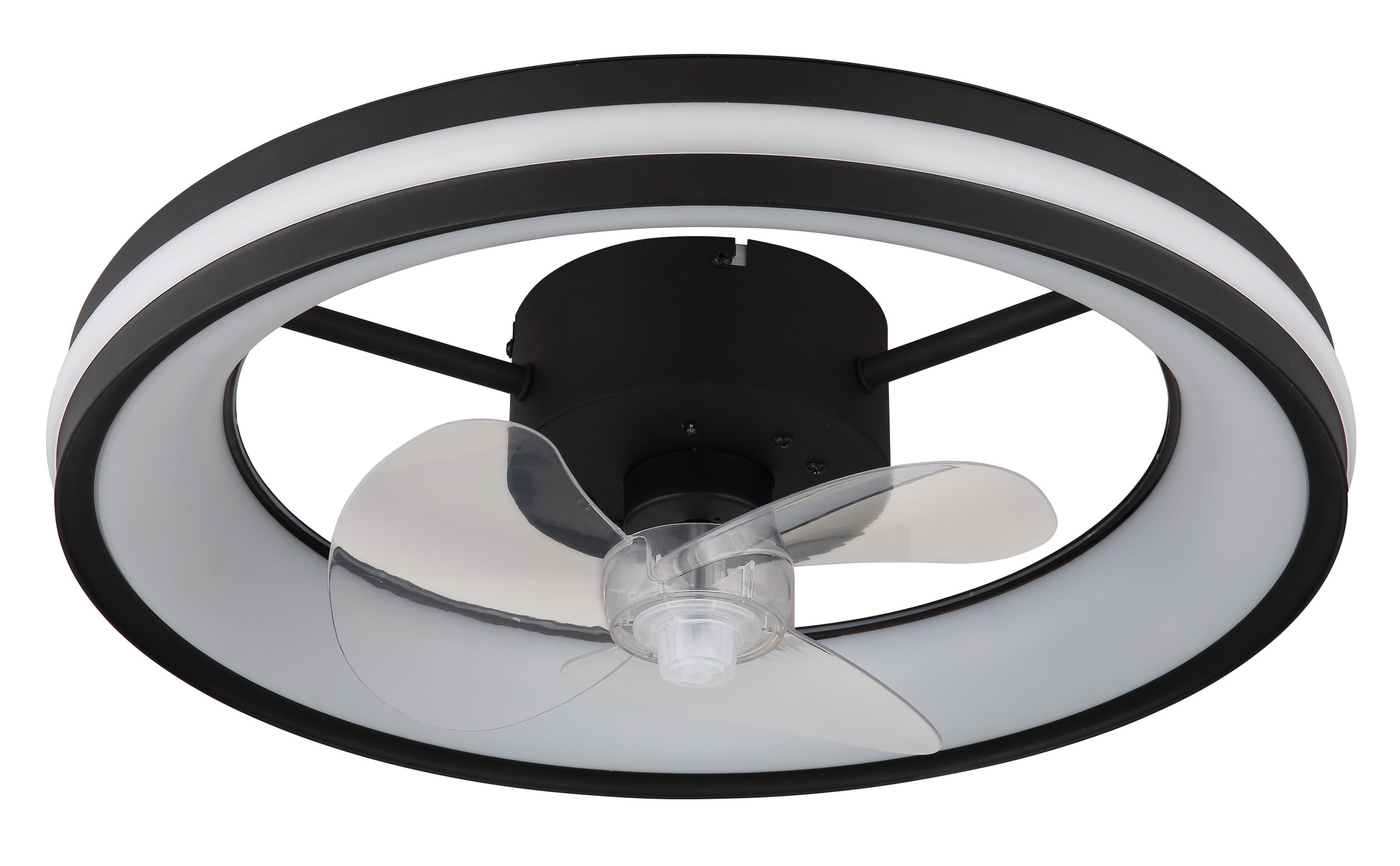 GLOBO LIGHTING Deckenleuchte »GATIAN«, Leuchtmittel LED-Modul | LED fest integriert, Ventilator/ Büro / Wohnbereich / Schlafzimmer / schwarz / rund