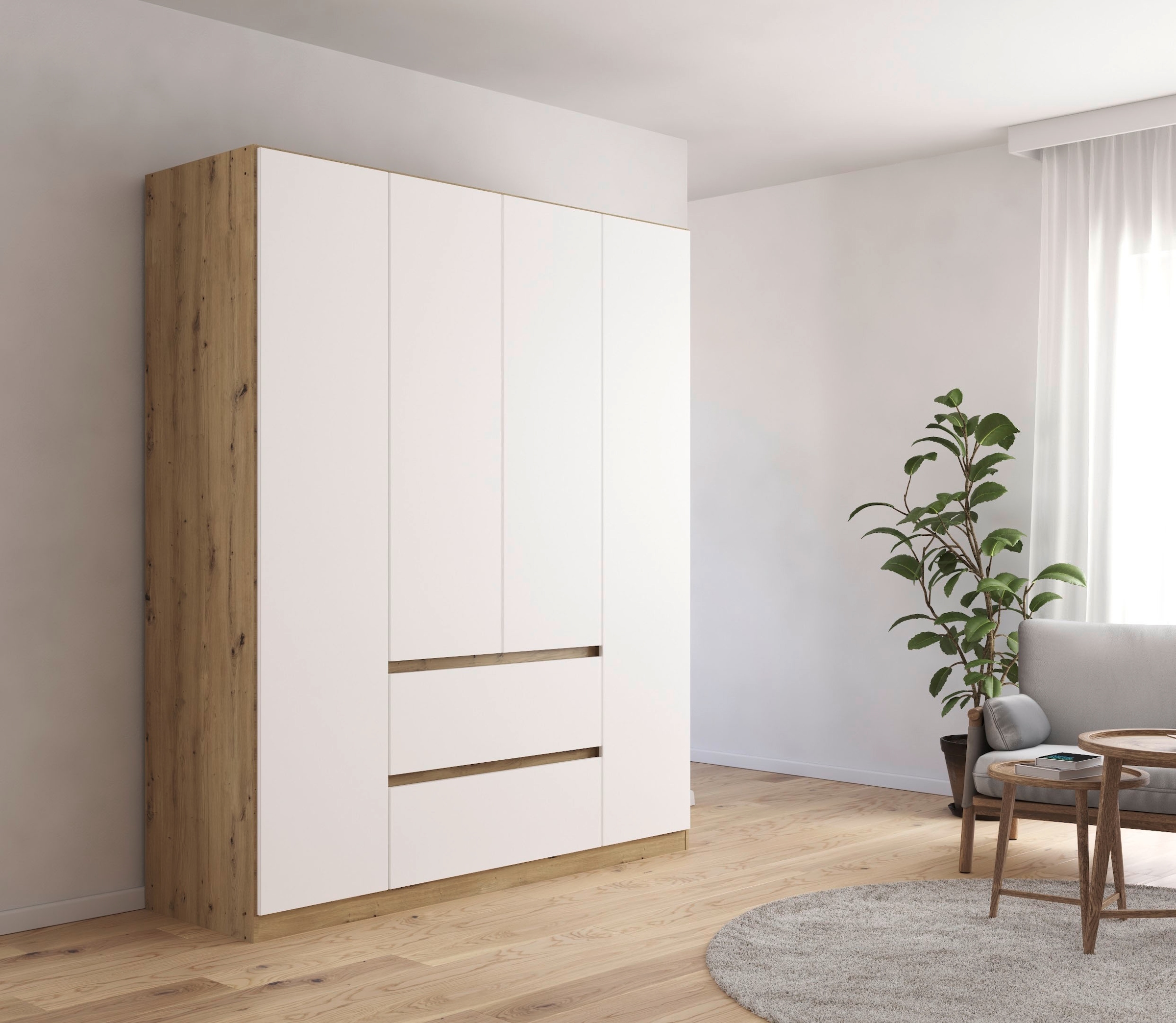 rauch Drehtürenschrank »Kleiderschrank Schrank Garderobe Garderobenschrank MAINZ«, grifflose Front, Außentüren mit Push-to-Open Funktion MADE IN GERMANY