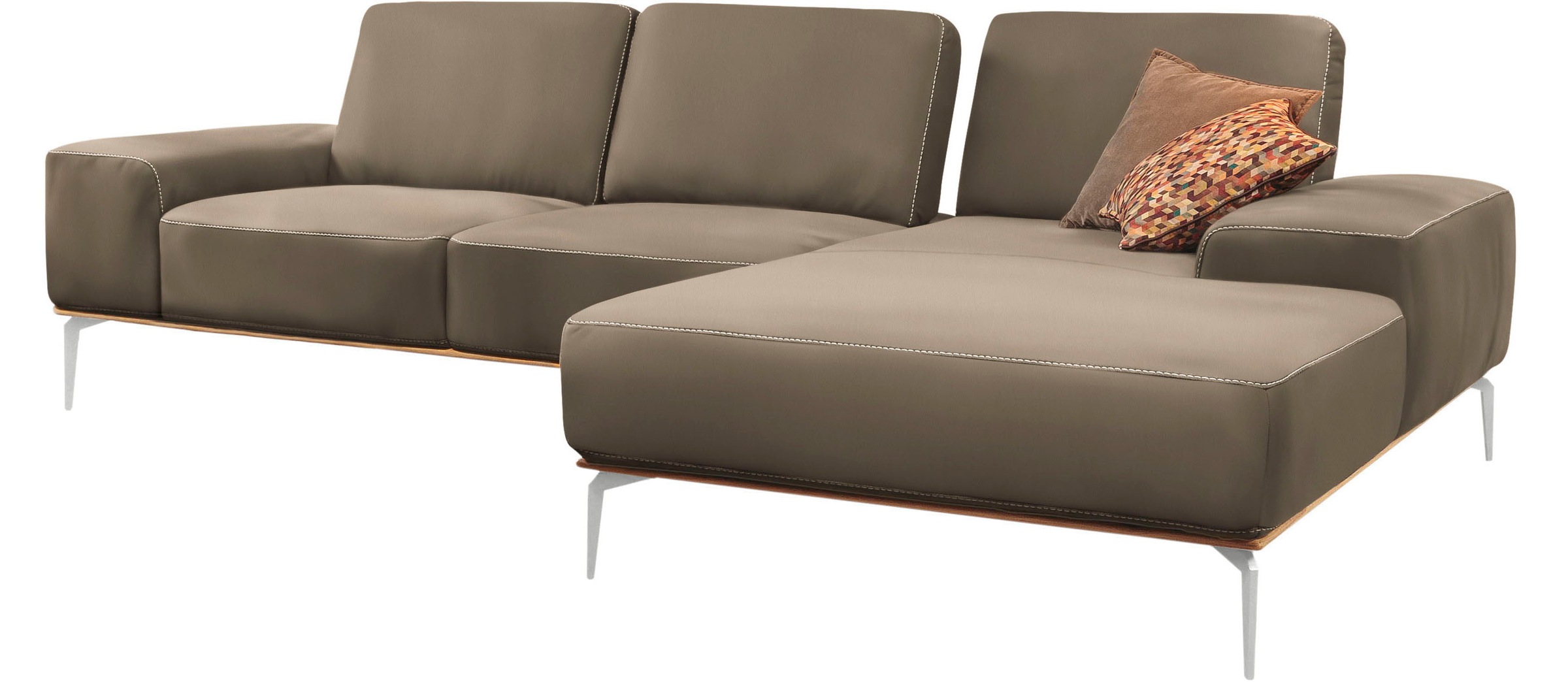 W.SCHILLIG Ecksofa »run, Designsofa, bequem, L-Form«, mit elegantem Holzsockel, Füße in Chrom glänzend, Breite 299 cm