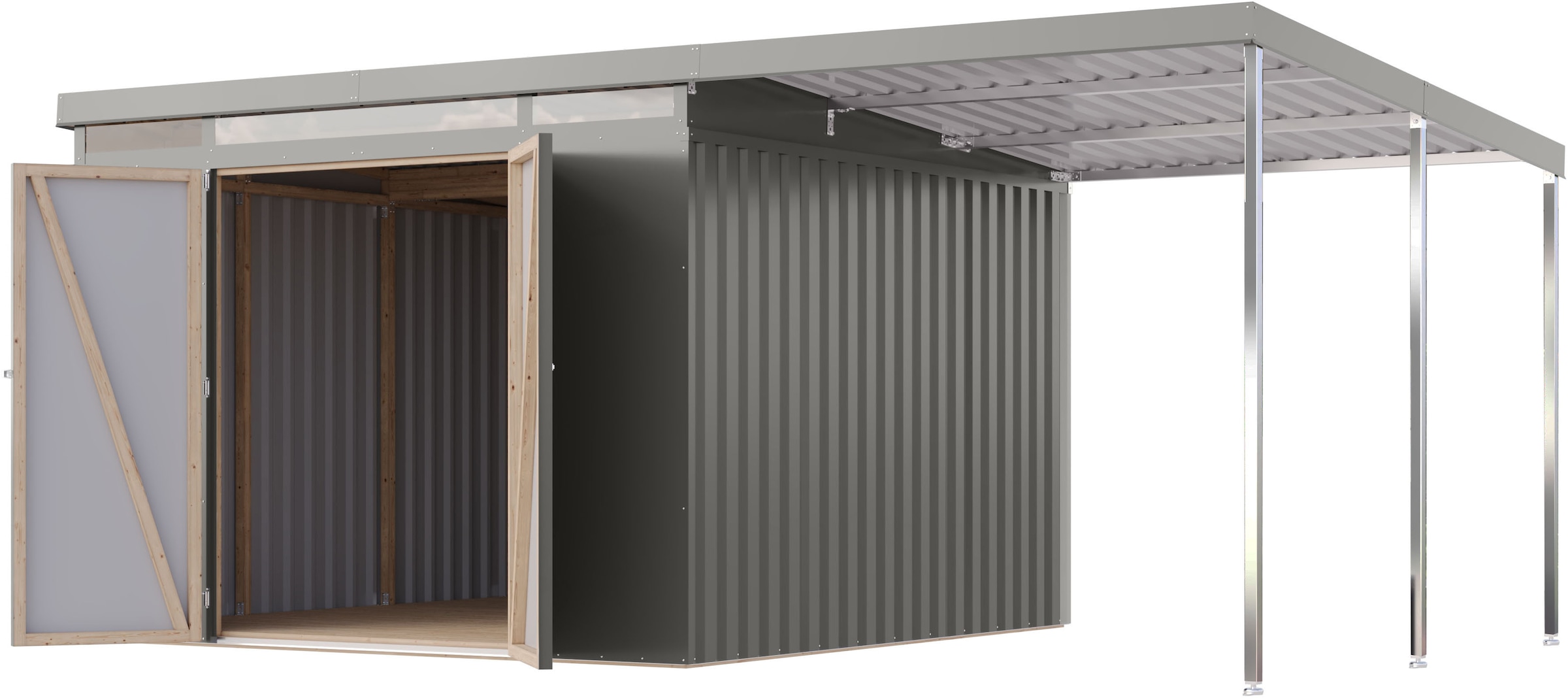 Karibu Gerätehaus »Argonium 3,5 SET mit Anbaudach« Made in Germany