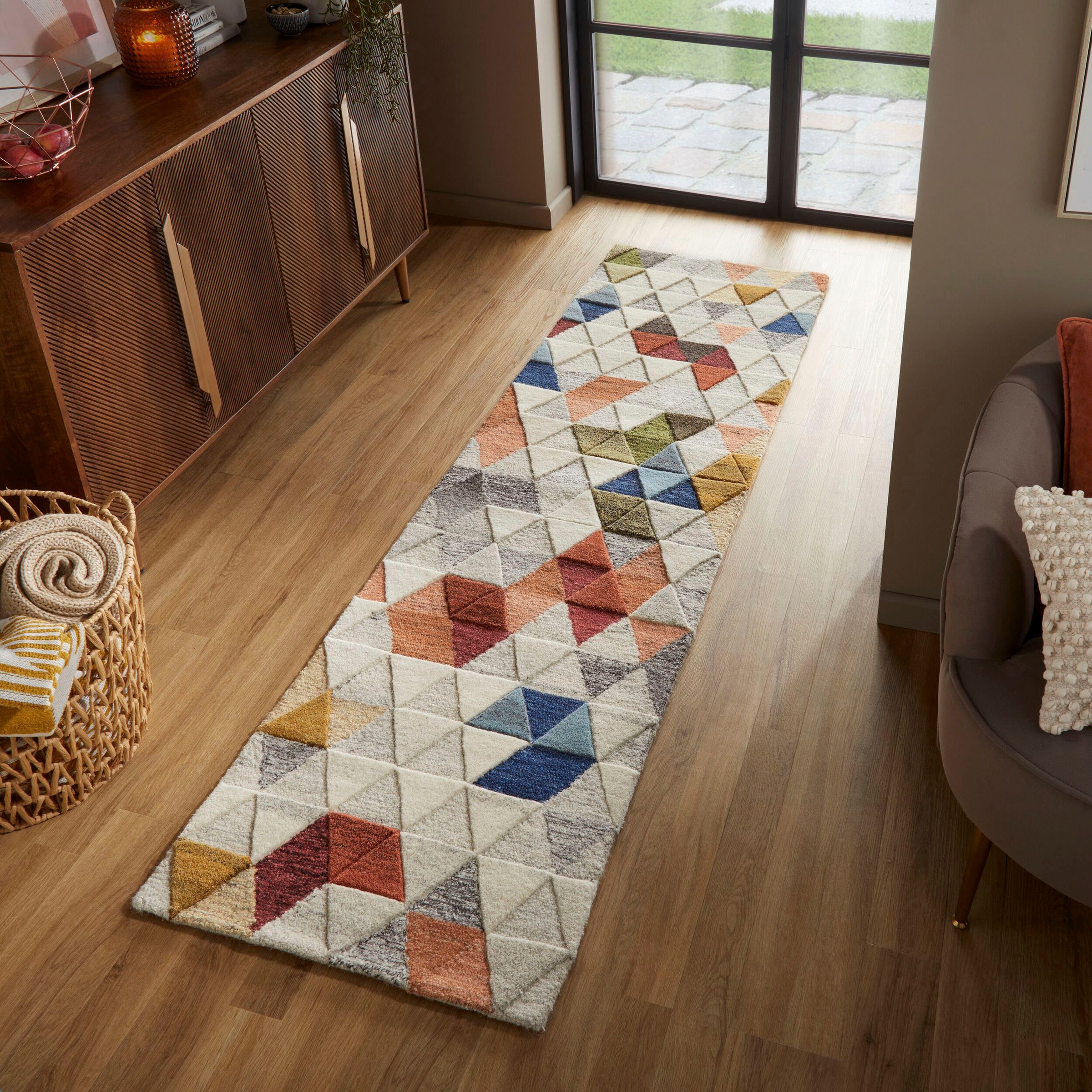 FLAIR RUGS Läufer "Amari" rechteckig 10 mm Höhe Wolle, Teppich, Wohnzimmer, günstig online kaufen