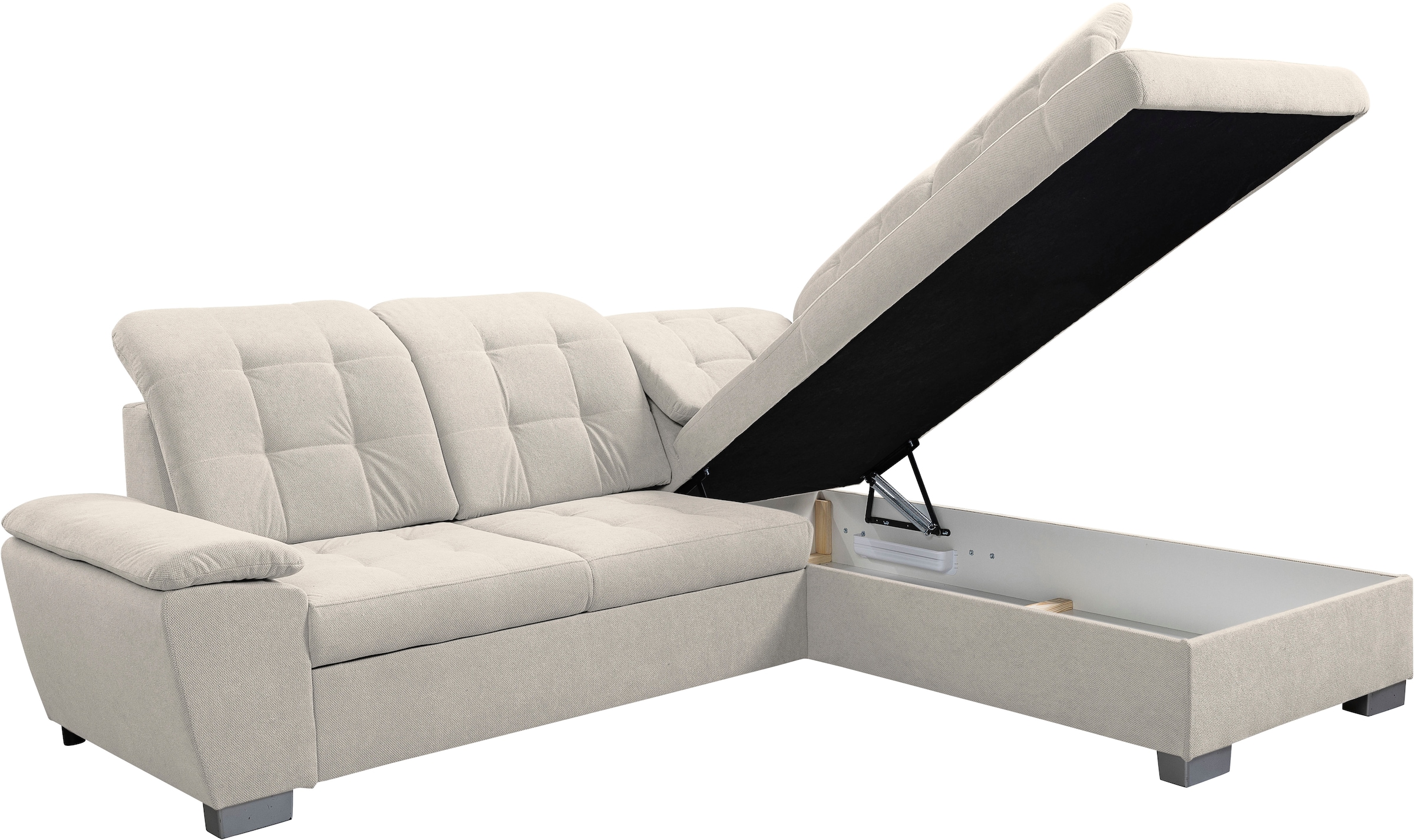 WERK2 Ecksofa »Bonny inkl. Kopfteilverstellung, Bettfunktion, Stauraum, Breite 265cm« Komfortwunder mit Schlaffunktion, verstellbarem Kopfteil & Stauraum.