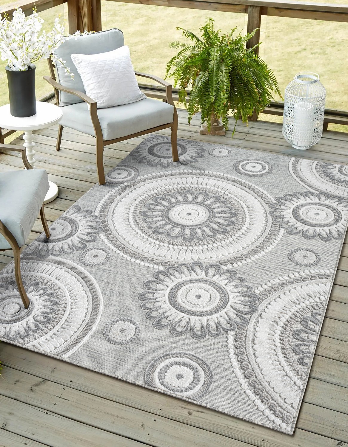Myflair Möbel & Accessoires Outdoorteppich "Loop, LAGERRÄUMUNG" rechteckig 8 mm Höhe modernes Design, Hoch-Tief Effekt, Outdoor geeignet, Balkon, Terrasse