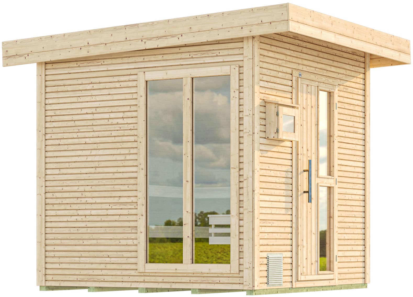 weka "Design-Saunahaus KUOPIO 2" Blockbohlen im wekaLine-Profil, bodentiefes Fensterelement