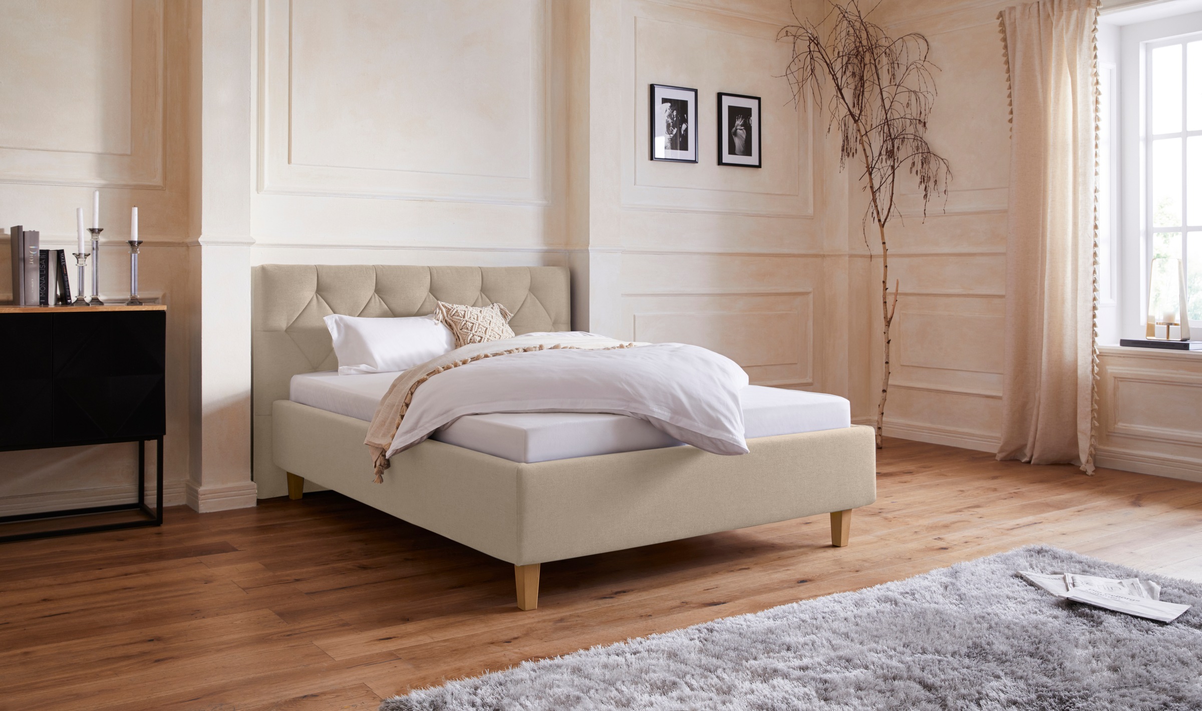 Home affaire Polsterbett "Sunley 100", Kreuzsteppung, Kopfteilhöhe 102 cm, günstig online kaufen