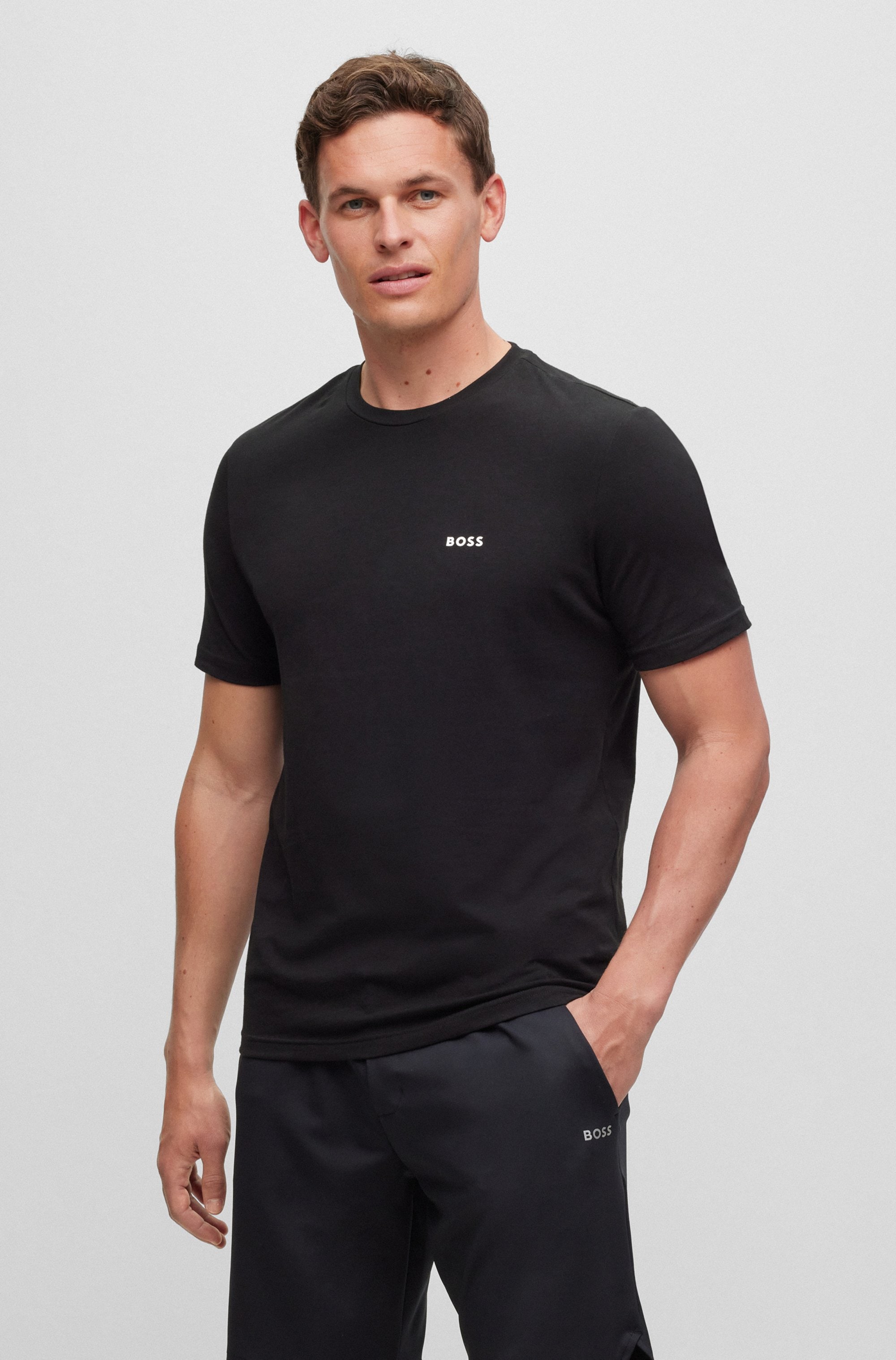 BOSS GREEN T-Shirt, (Packung, 2), mit Logodruck