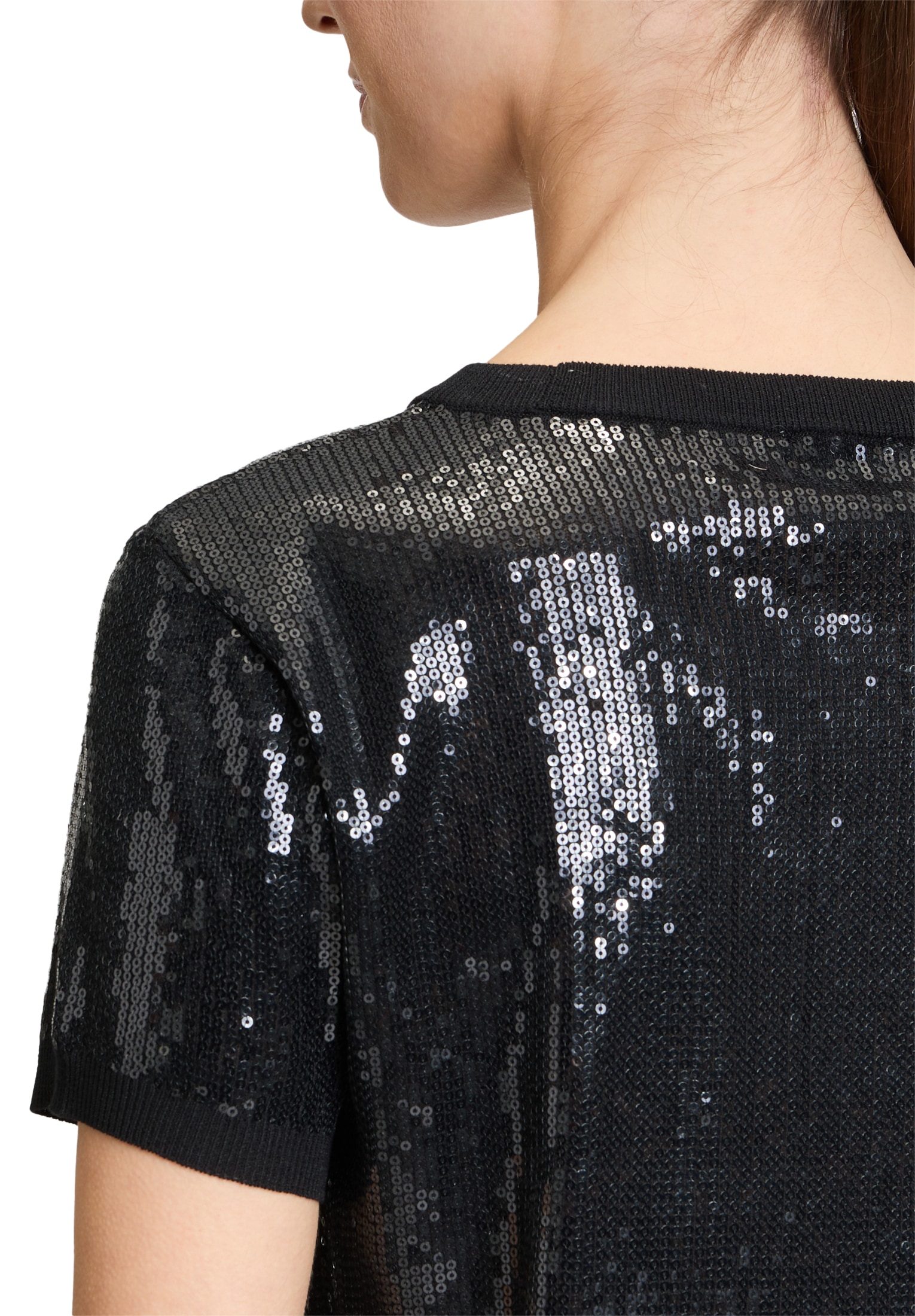 Vera Mont Kurzarmshirt »Vera Mont Basic-Strickpullover mit Rundhalsausschnitt«, (1 tlg.), Pailletten