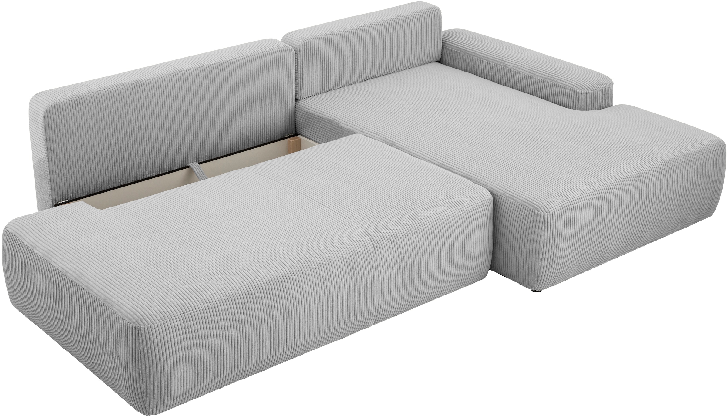 INOSIGN Ecksofa »TORGE, Schlafsofa Cord, Samtvelours u. Strukur fein, Couch in L-Form«, Schlaffunktion und Bettkasten, Liegefläche: 210x125 cm, neues Design