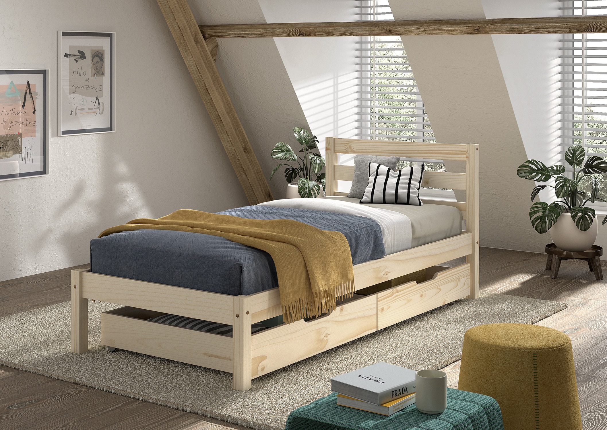 Vipack Massivholzbett "Pino, universell einsetzbar, gradliniges Design, Mad günstig online kaufen