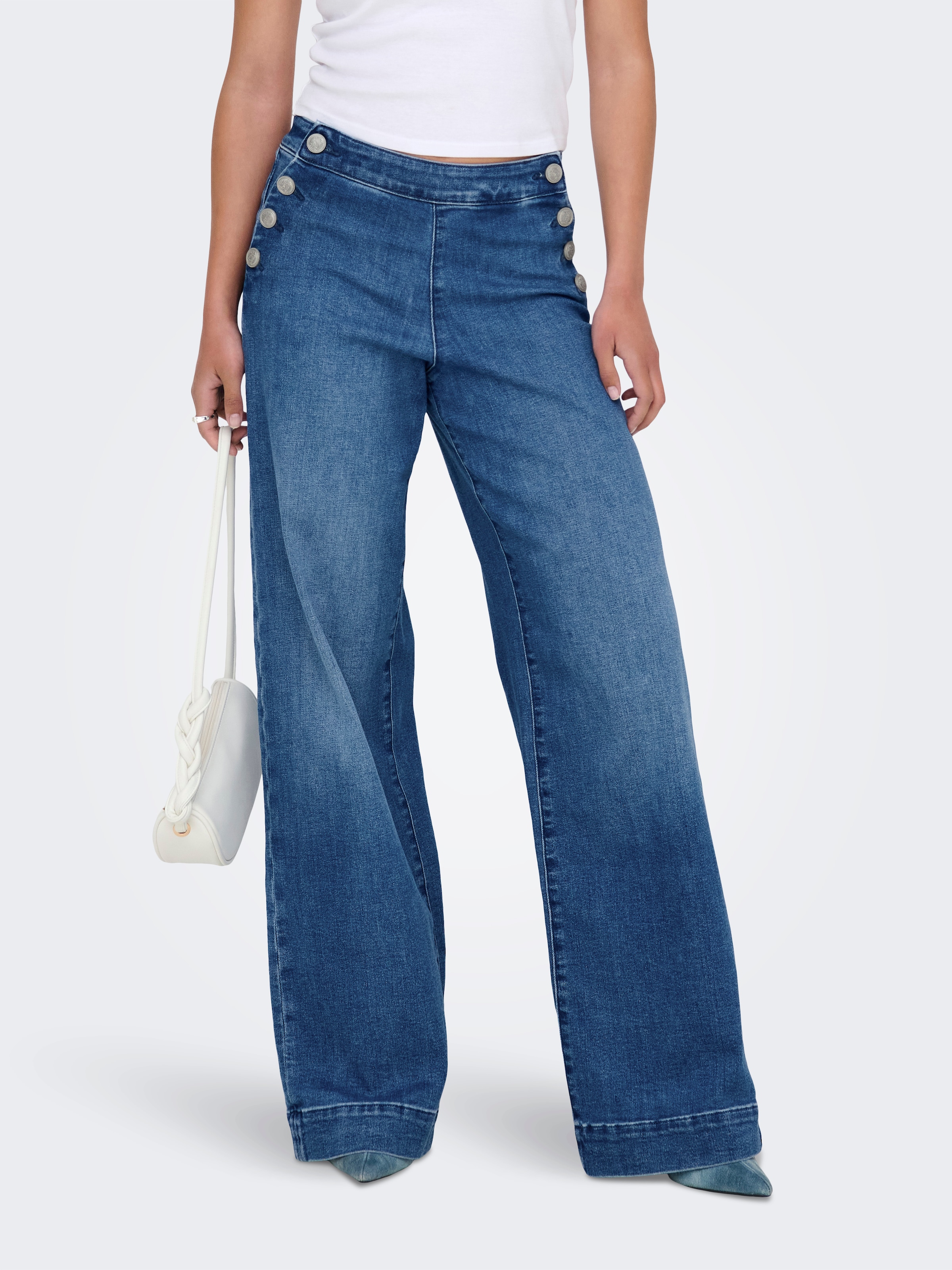 ONLY High-waist-Jeans "ONLMADISON HW BUTTON WIDE DNM GEN769NOOS" günstig online kaufen