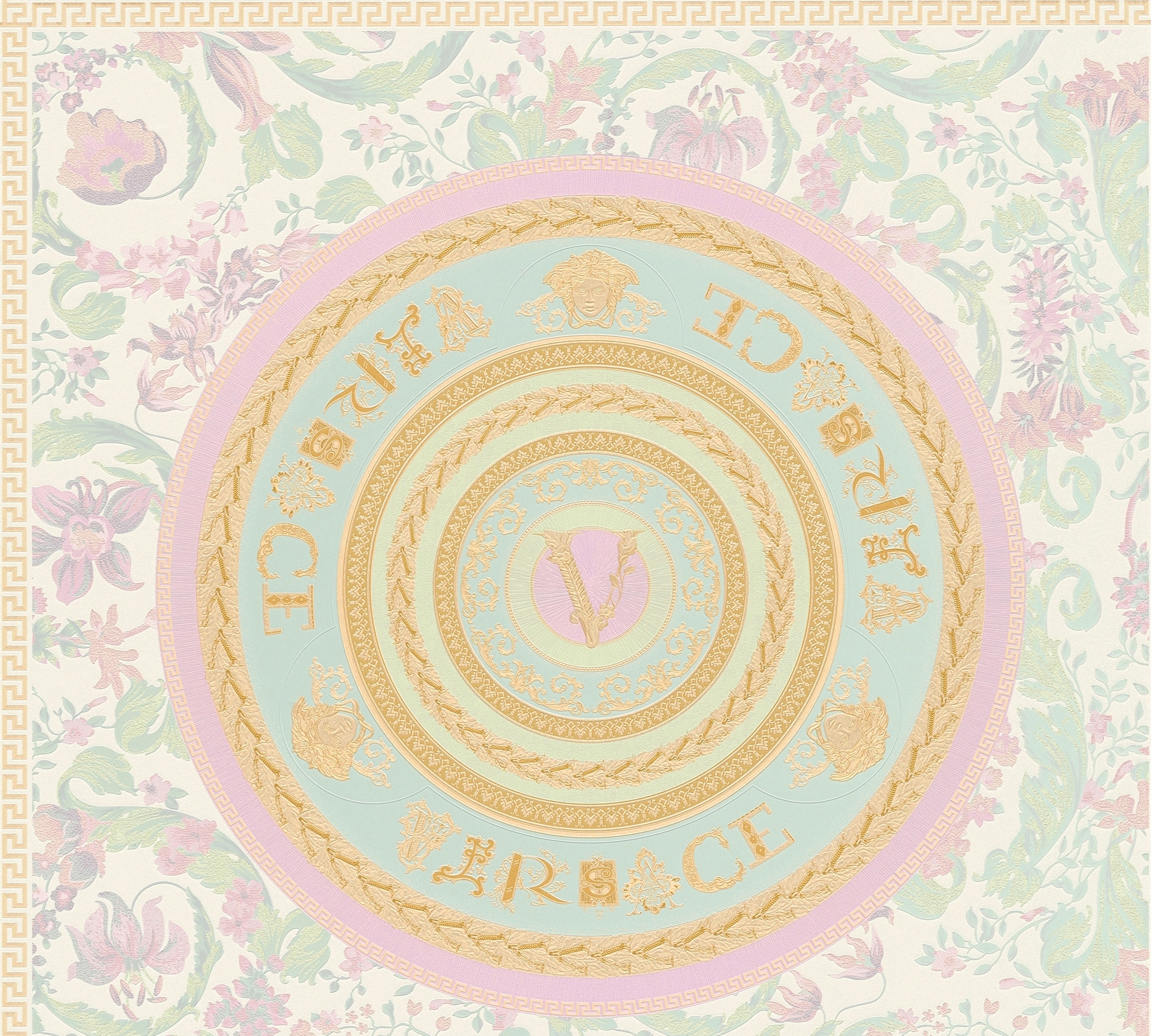 Versace "Wallpaper Versace 5 Floral Design" abstrakt gemustert leicht glänzend leicht strukturiert Designertapete auffallende Fliesen-Tapete Tapeten Wohnzimmer modern