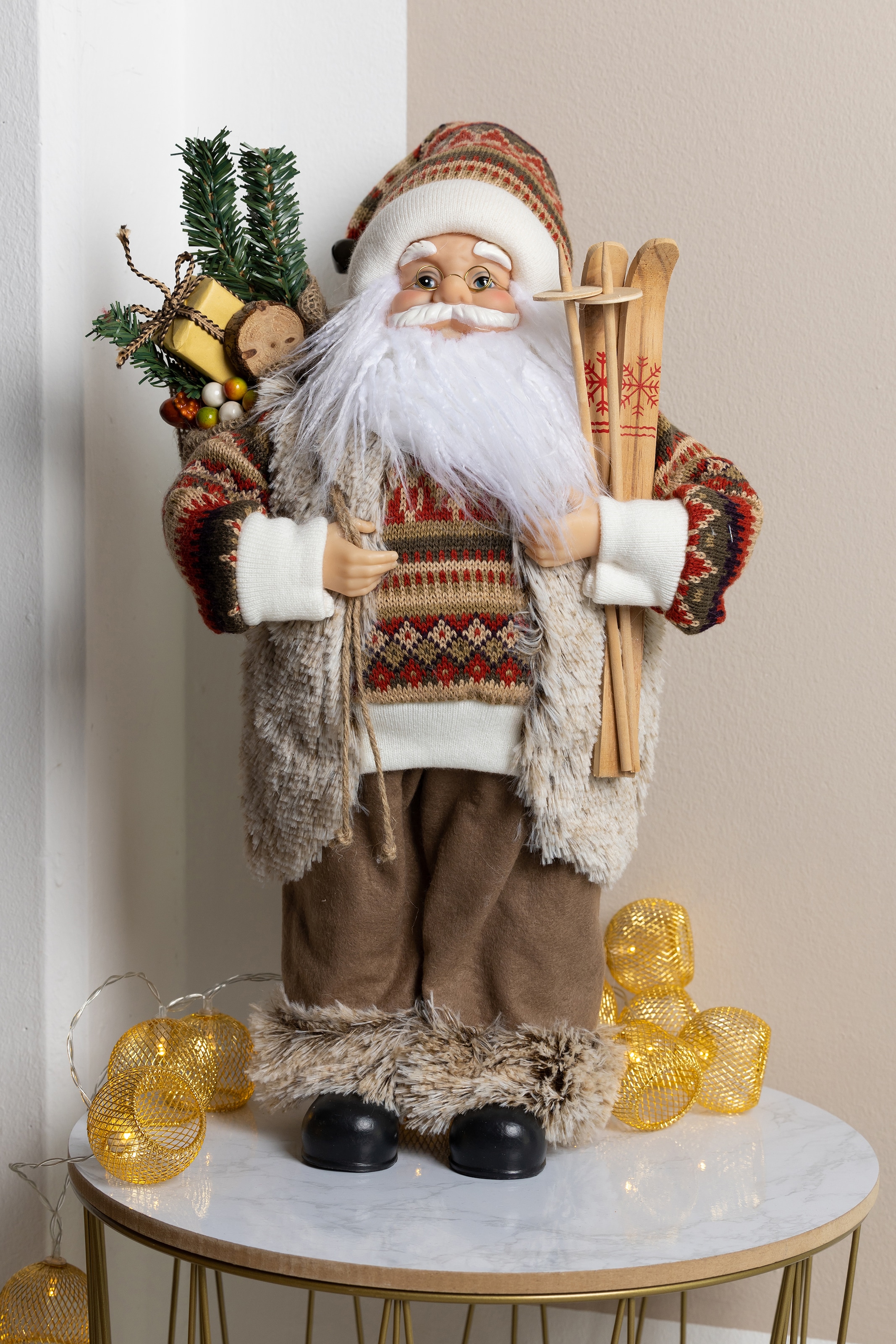 Myflair Möbel & Accessoires Weihnachtsmann »Weihnachtsdeko«, mit Skiern, Höhe ca. 45 cm