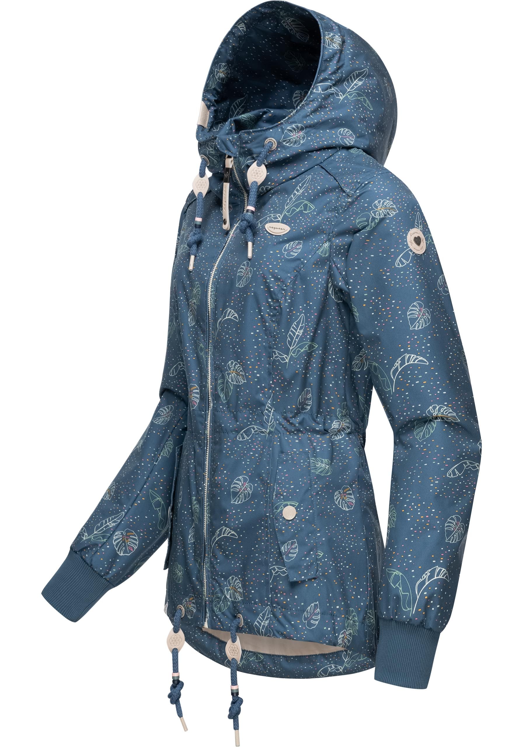 Übergangsjacke stylische Outdoorjacke BAUR Print Kapuze mit Friday Kapuze, Leaves«, »Danka | Ragwear Black mit und