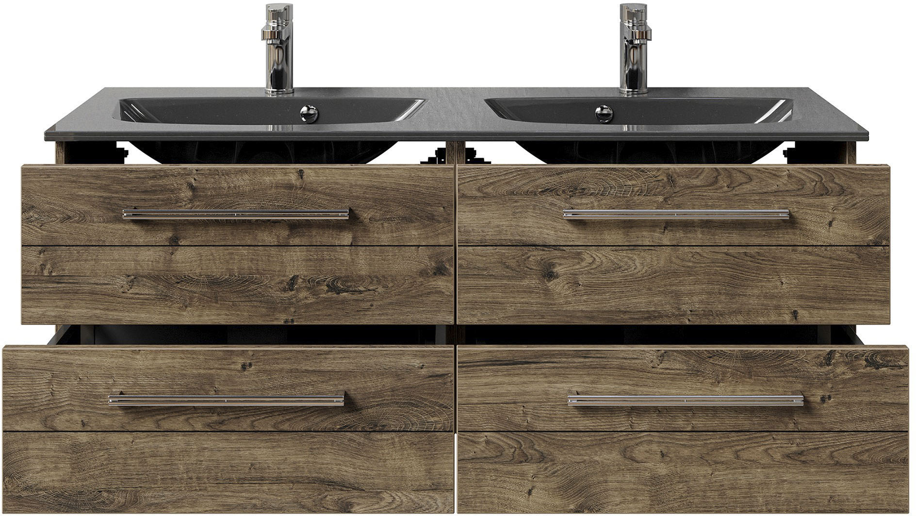 Thumbnail - Saphir Waschtisch "Serie 6025 Mineralmarmor-Waschtisch mit Unterschrank, 132 cm breit" 2 Stk. tlg. Doppel-Waschplatz mit...