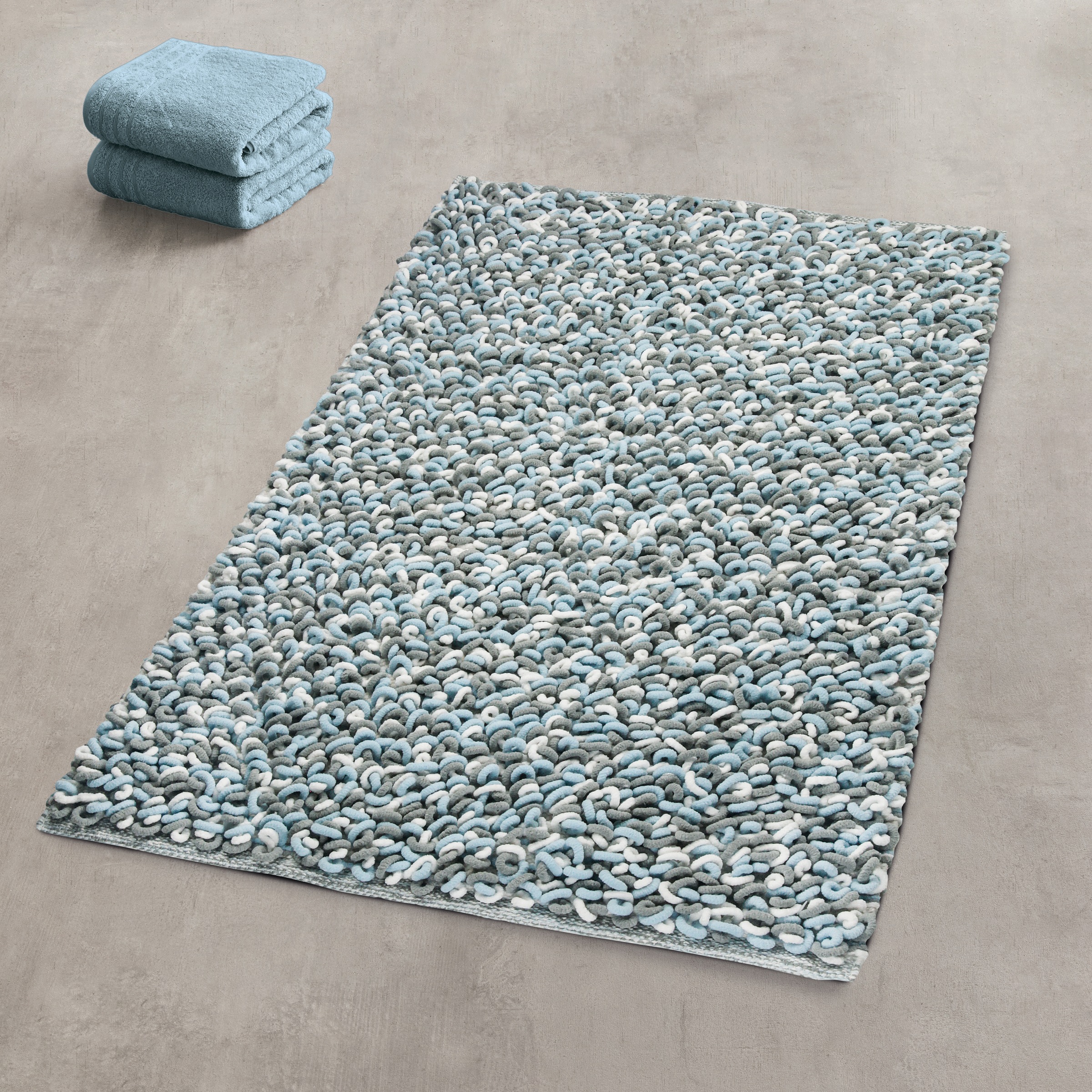 Kleine Wolke Badematte »Sling«, rutschhemmend beschichtet, fußbodenheizungsgeeignet, Badteppich, handgefertigt, 2 farbige Schlingenoptik