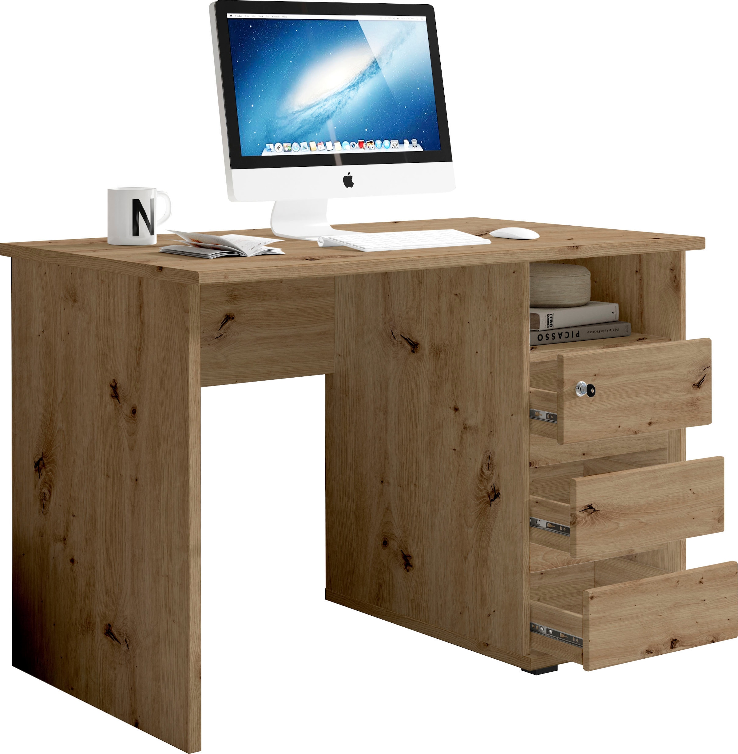 BEGA OFFICE Schreibtisch in abschließbar BAUR 1«, 3 »Primus mit Farbausführungen | Schubkasten