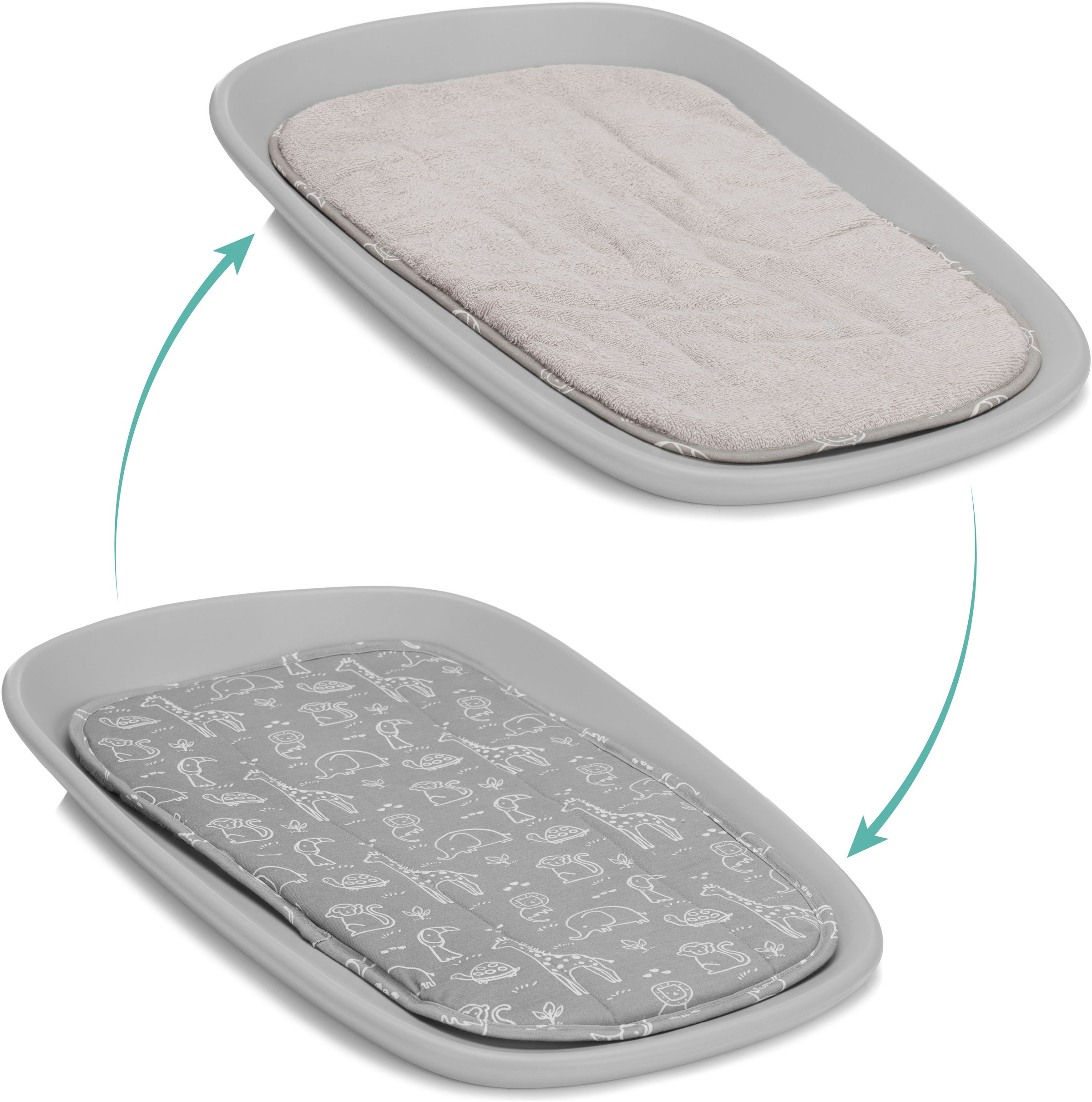 Wickelauflage FILLIKID, grau, B:36cm L:61cm, Frottee, Wickelauflagen, Wickelauflage, für Wickelmulde Soft Care 2