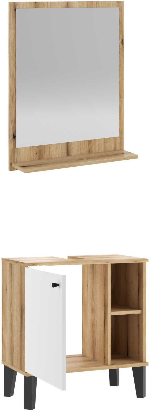 INOSIGN Badmöbel-Set »OSLO, Bad im skandinavischen Design«, (Set, 1 St.), Badschränke und Spiegel, in zwei Farben verfügbar, viel Stauraum