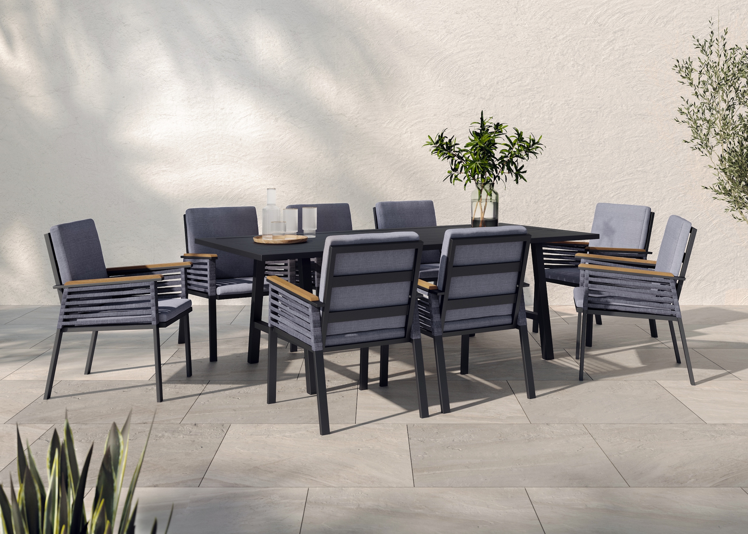 KONIFERA Garten-Essgruppe »Diningset »Edessa««, (Set, 25 tlg., 8 Sessel, Tisch 97x220x74cm,...