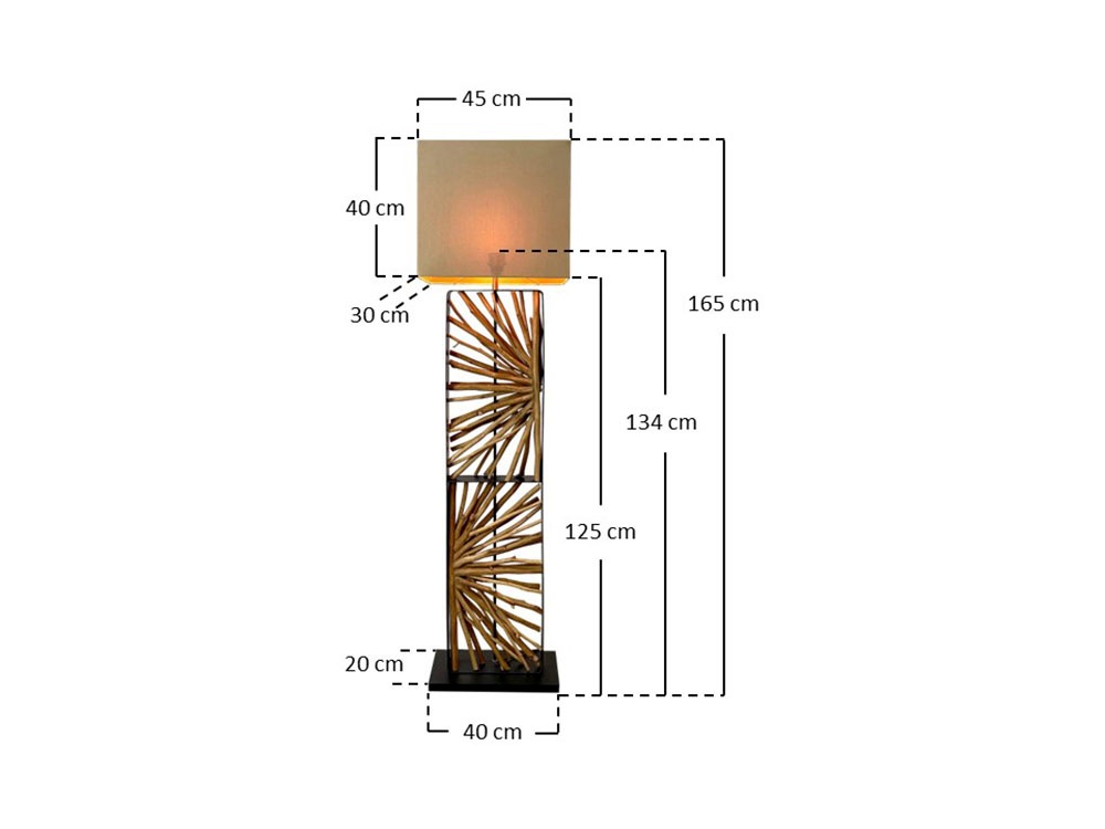 SalesFever Stehlampe »Treibholz«, 1 flammig, Leuchtmittel E27 | ohne Leuchtmittel, Schirm innen goldfarben