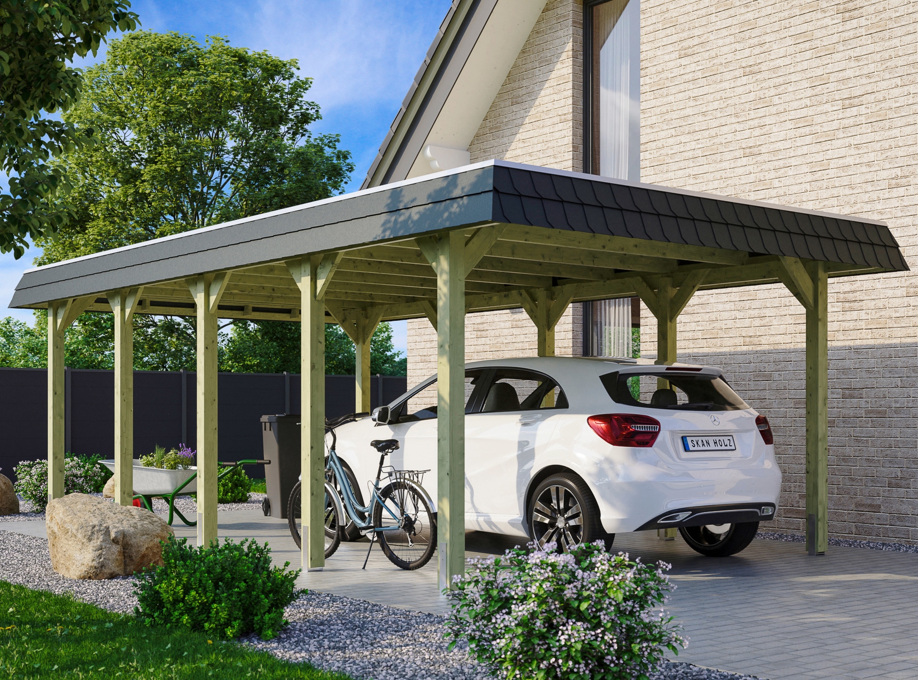 Skanholz Einzelcarport "Spreewald" Massivholz 342 cm grün