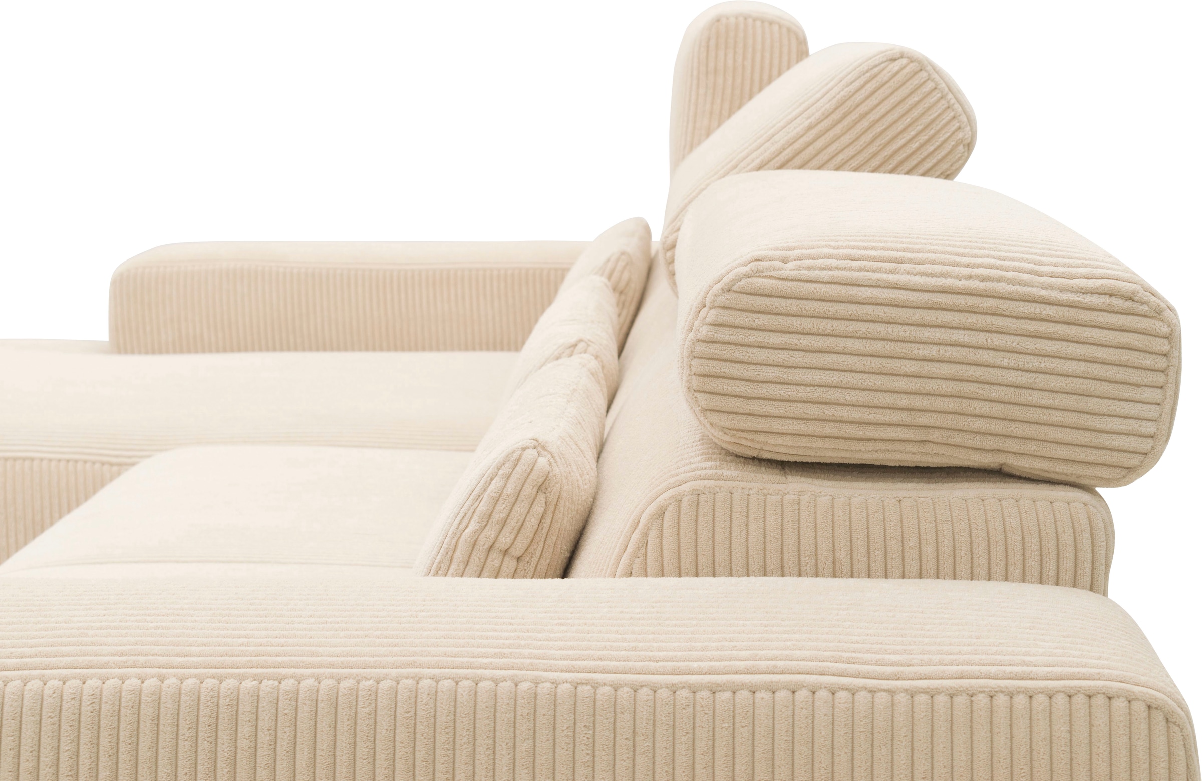 DOMO collection Ecksofa »Brandon große Ausführung B/T/H: 289/177/80 cm, auch in Leder und Cord«, mit Kopfteilverstellung, wahlweise Sitztiefenverstellung, L-Form